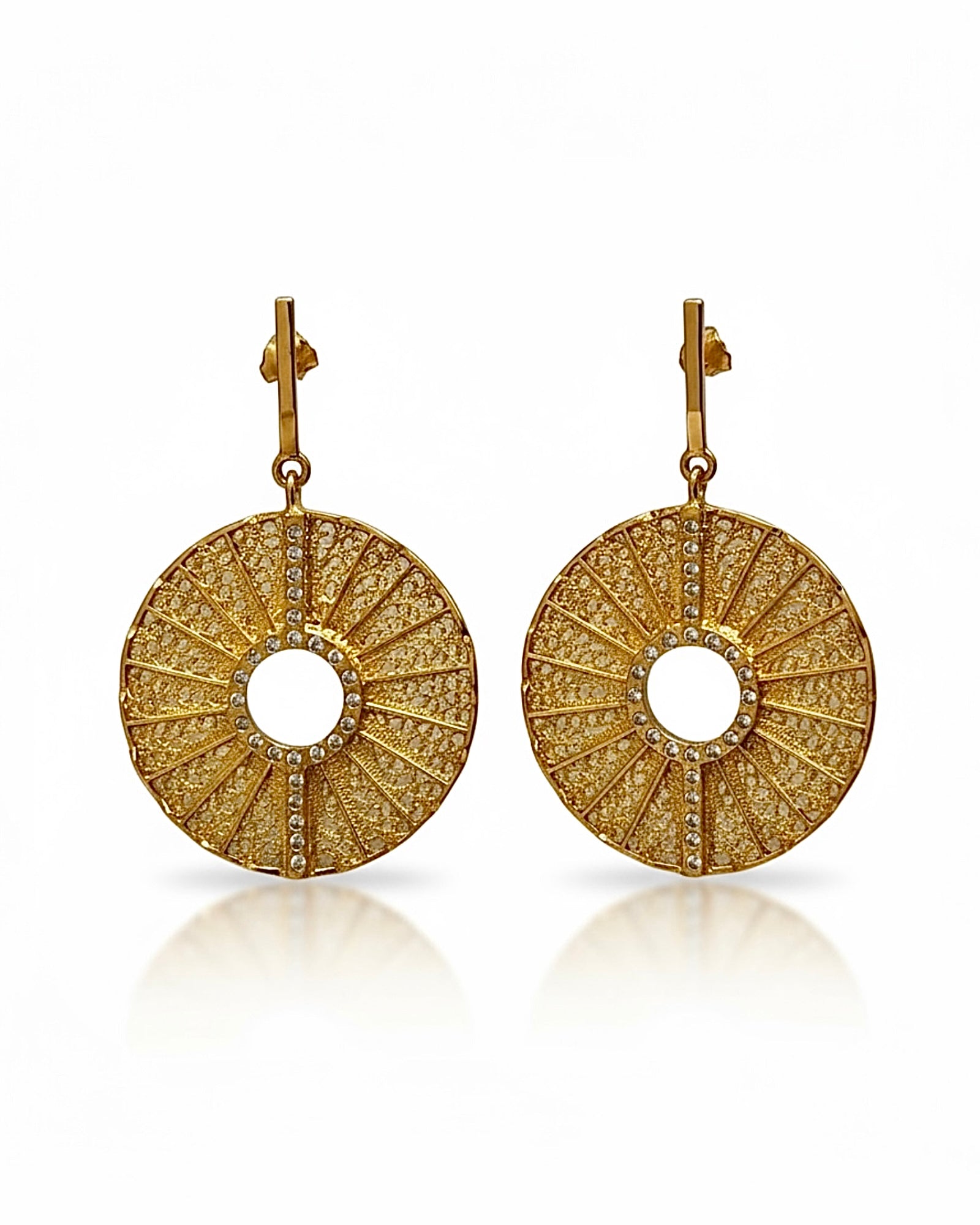 Filigree Circle Earrings in Gold-Plated Silver
