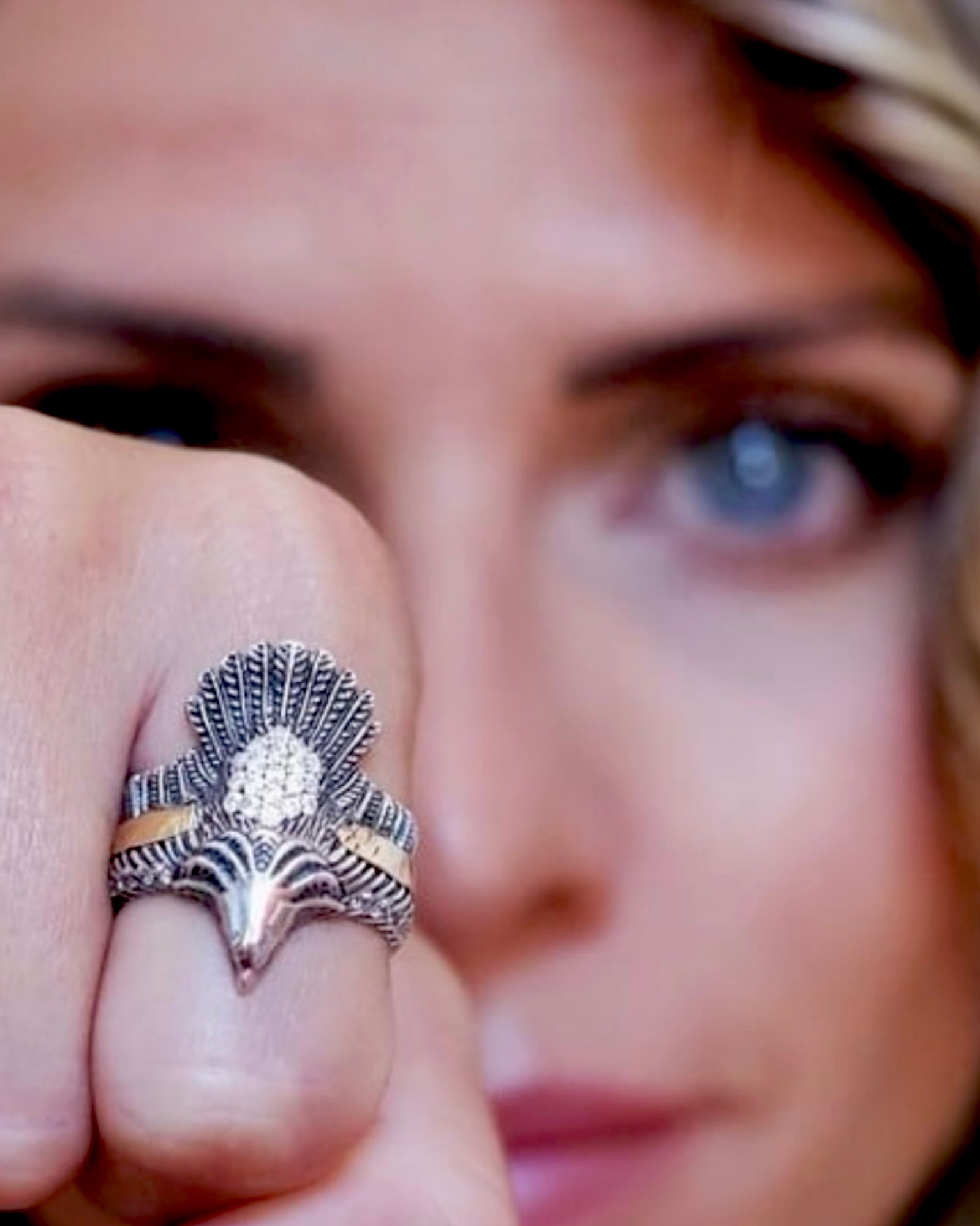 Anel Fenix em Prata e Ouro