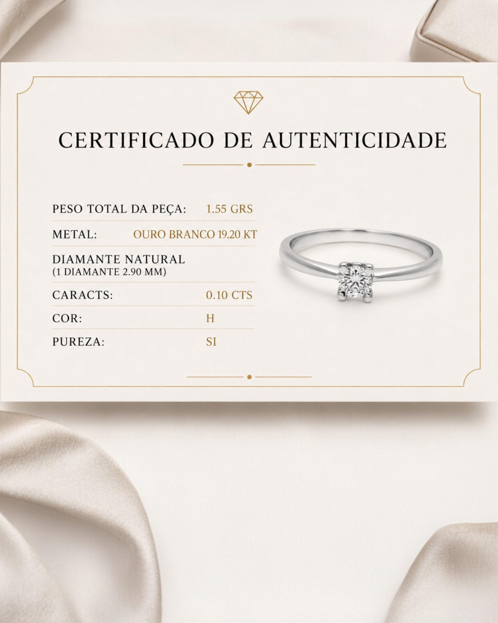 Anel de Noivado com Diamante em Ouro