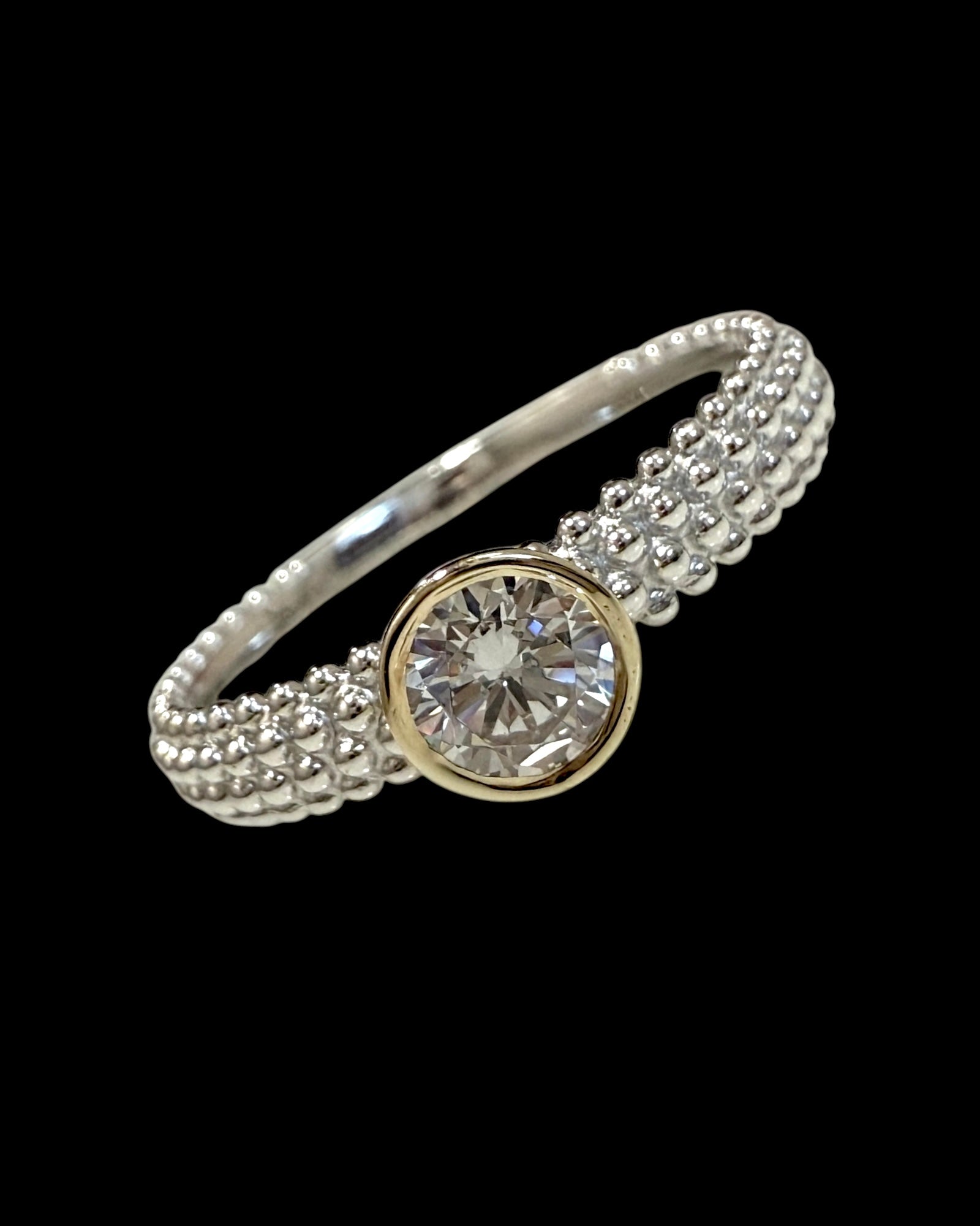 Solitaire Ring in Silver and Gold