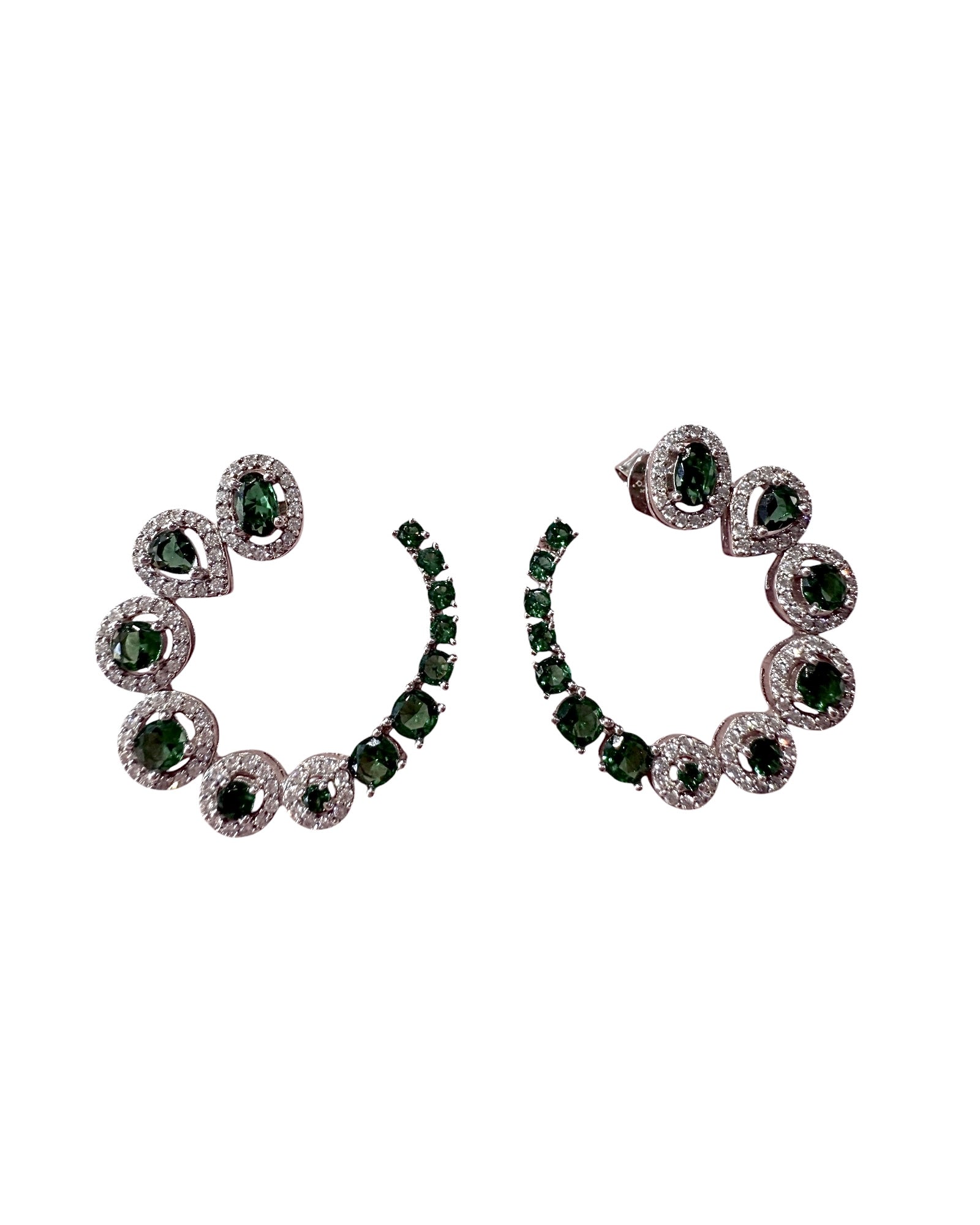 Green Silver Earrings