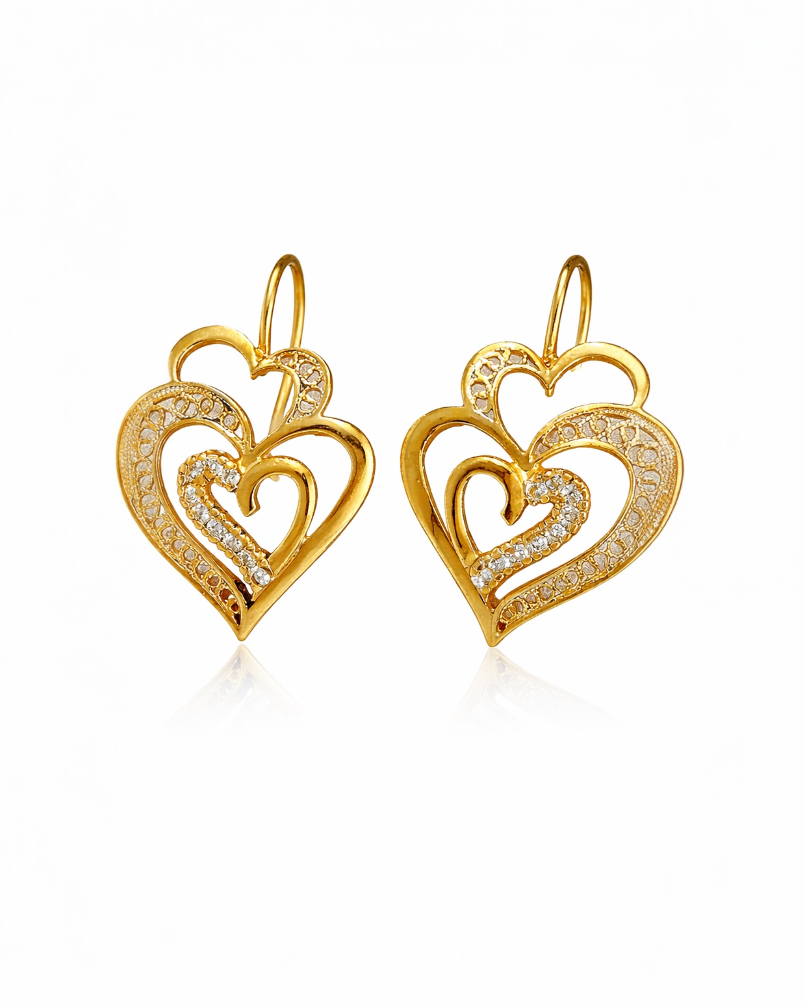 Baroque Viana Heart Earrings in Gold-Plated Silver