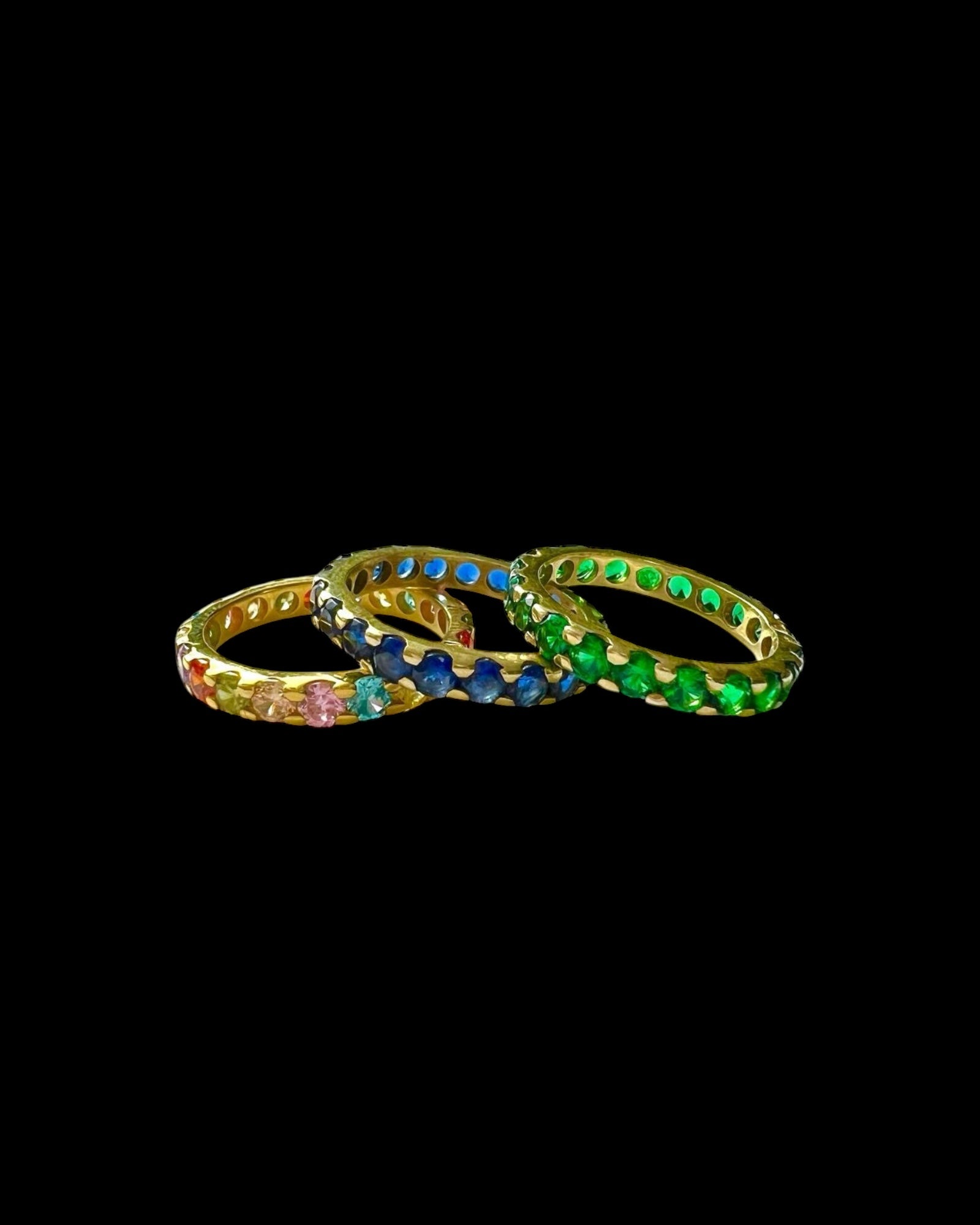 Green Ring in Gold Plated Silver