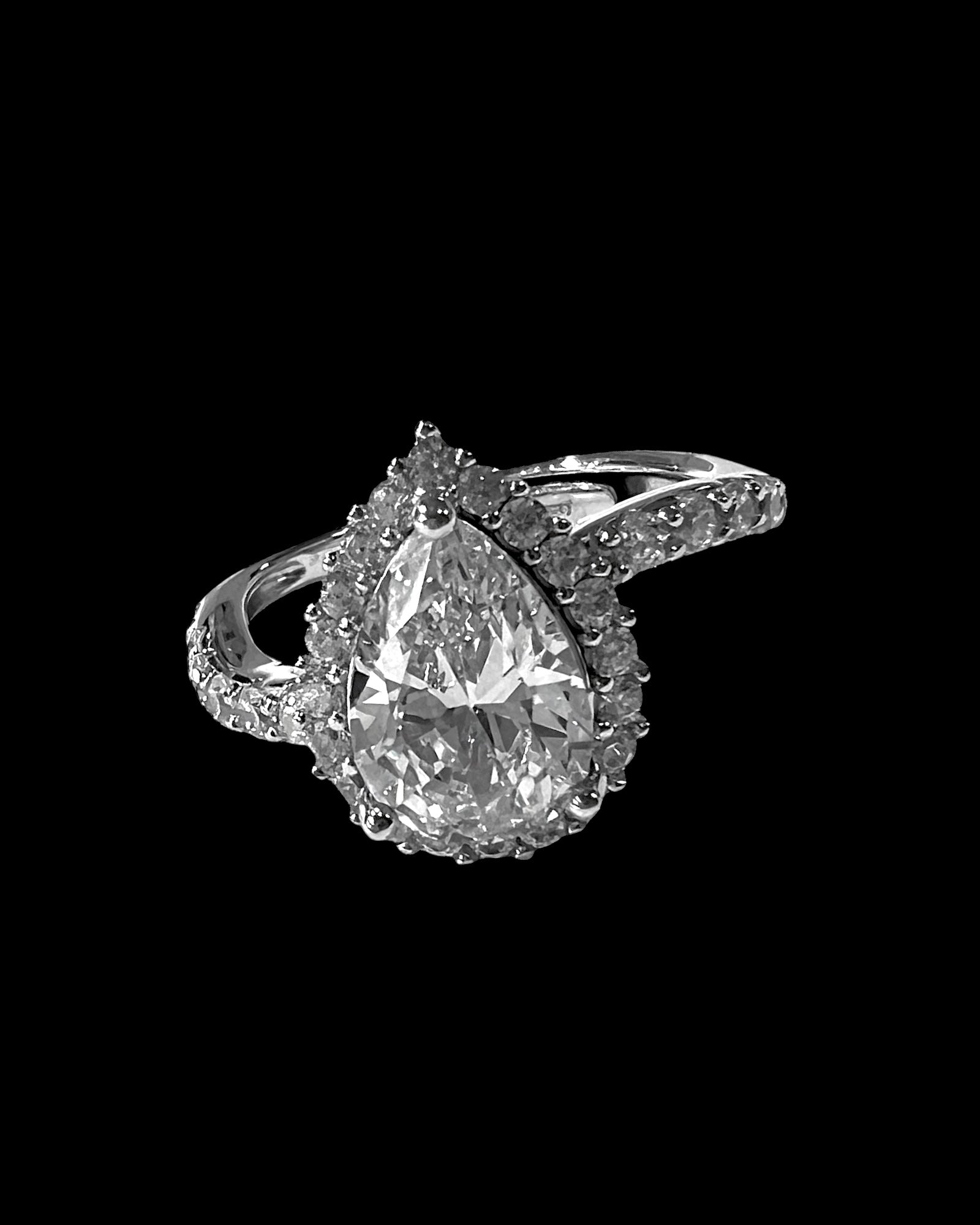 Solitaire Drop Ring in Silver