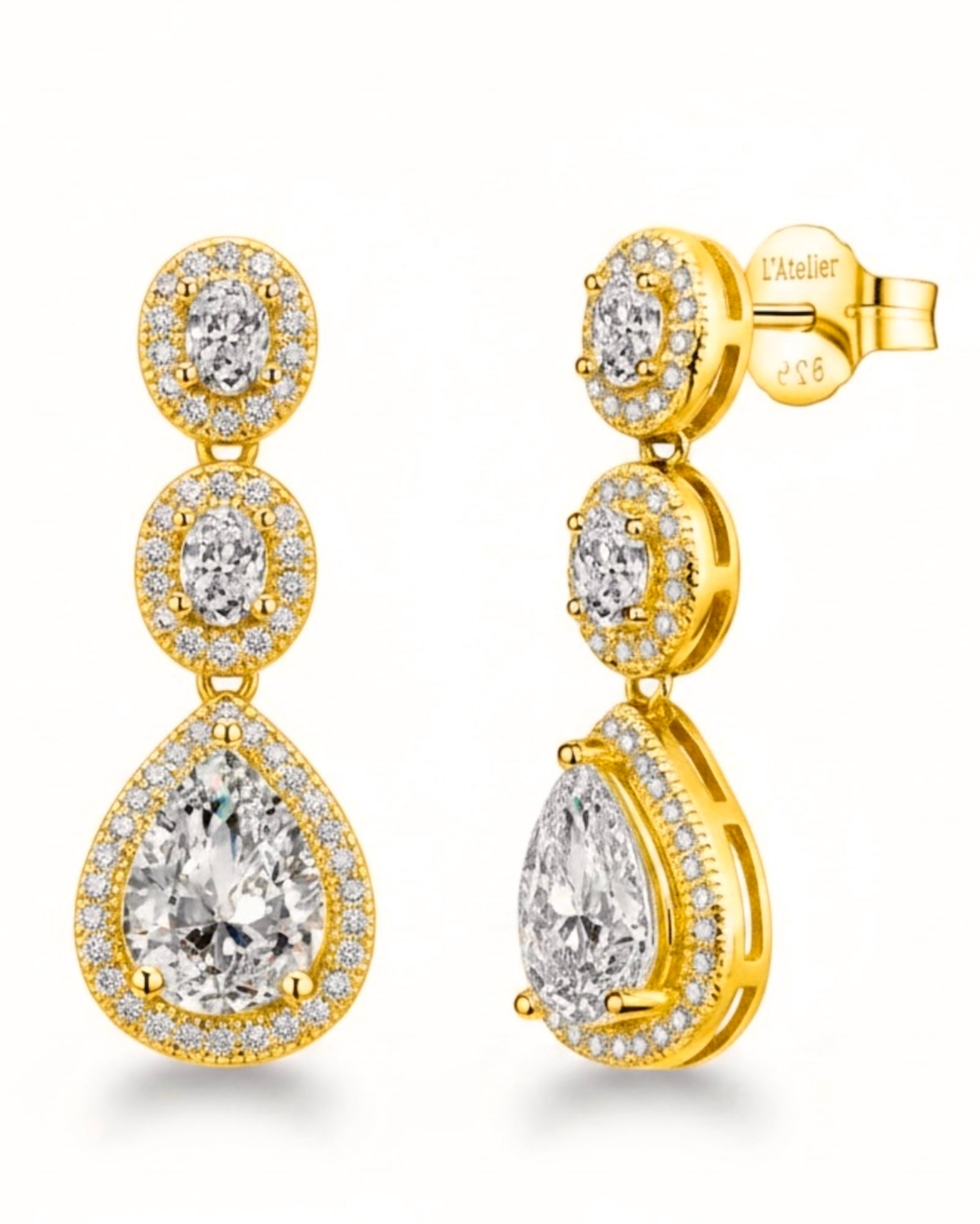 Gold-plated silver drop earrings