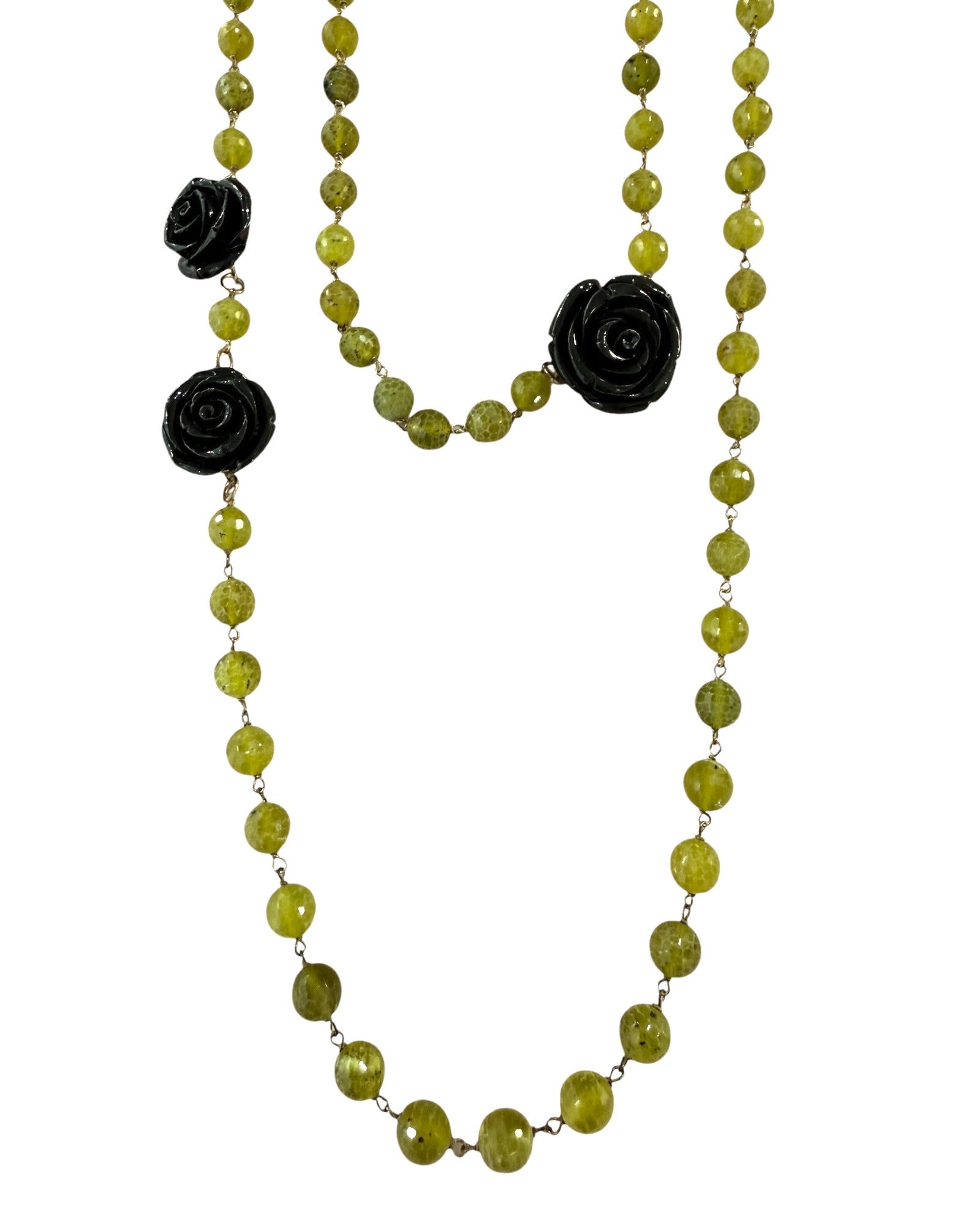 Colar Duplo com Pedras Verdes