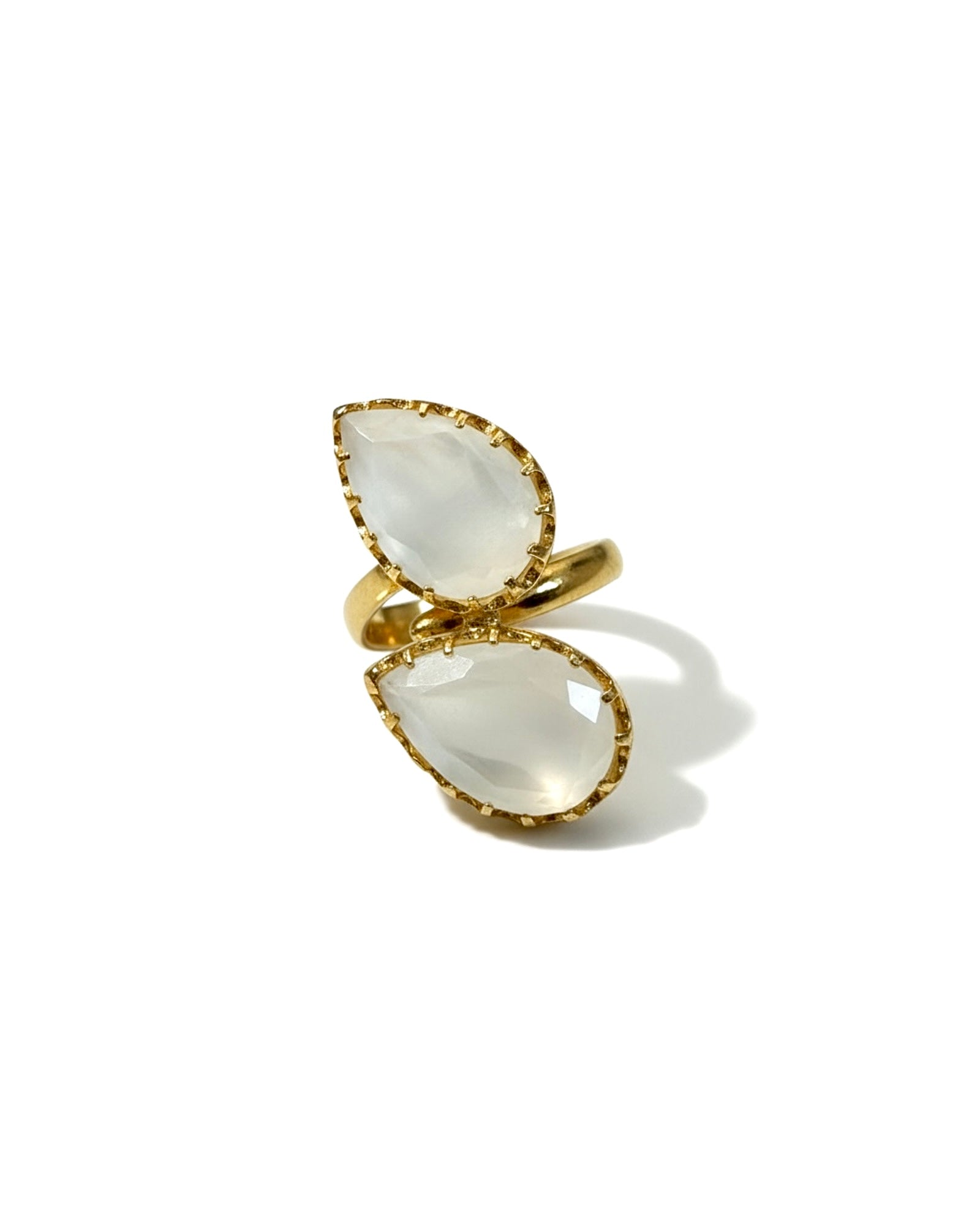 Anel Gotas em Prata Dourada