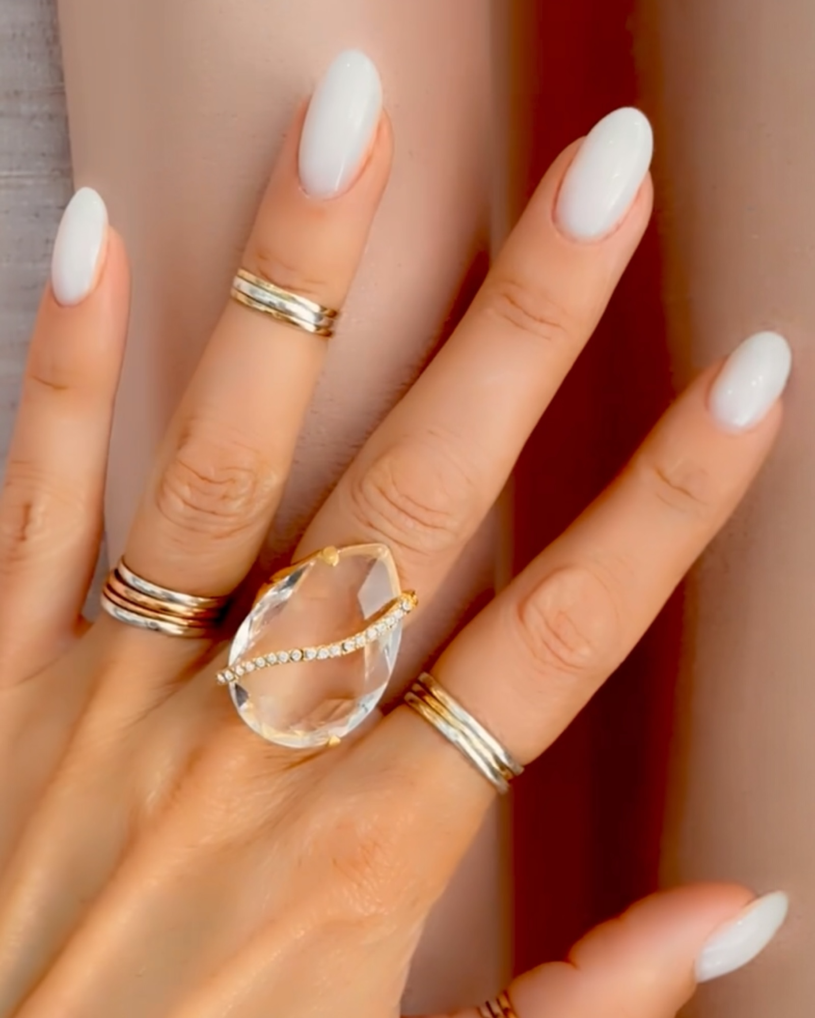 Transparent Drop Ring in Gold Silver