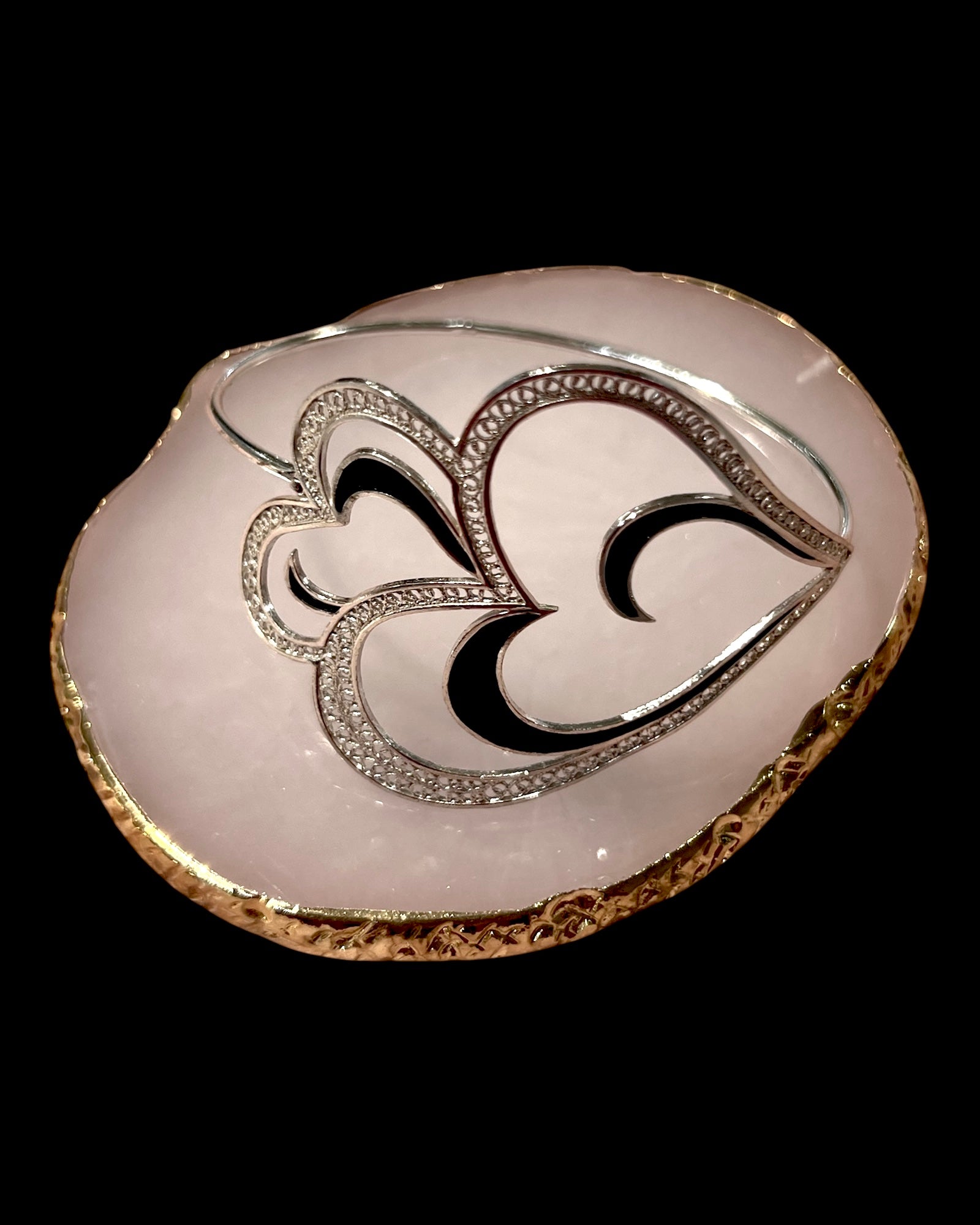 Pulseira / Escrava Coração de Viana é Amor com Esmalte Preto