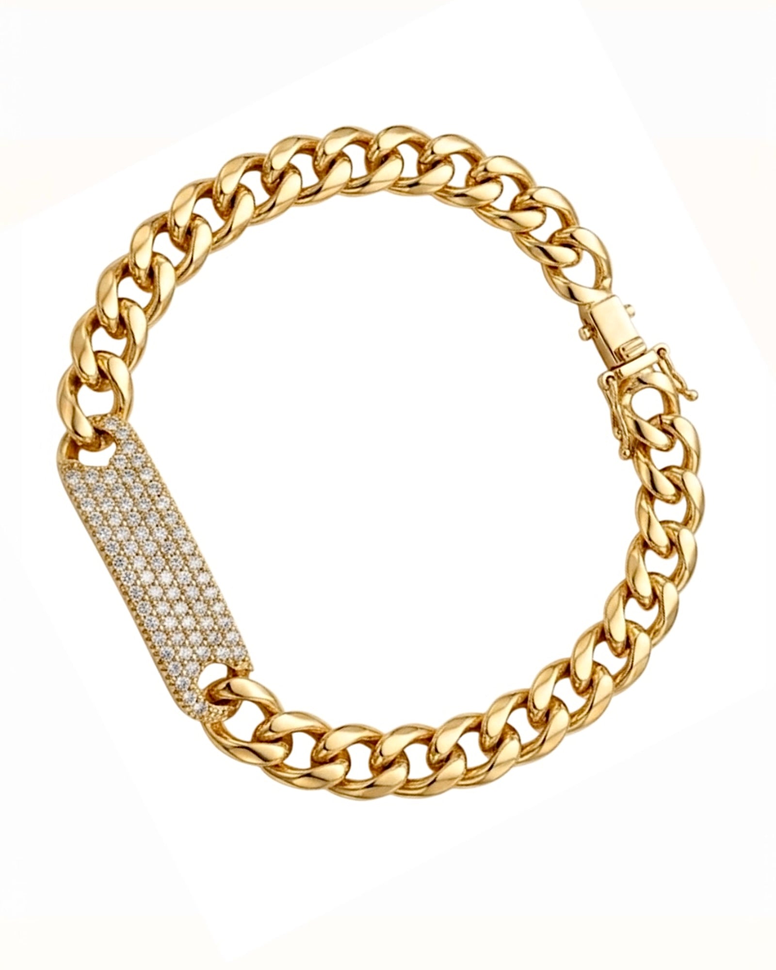 Pulseira Centro Brilhante em Prata Dourada