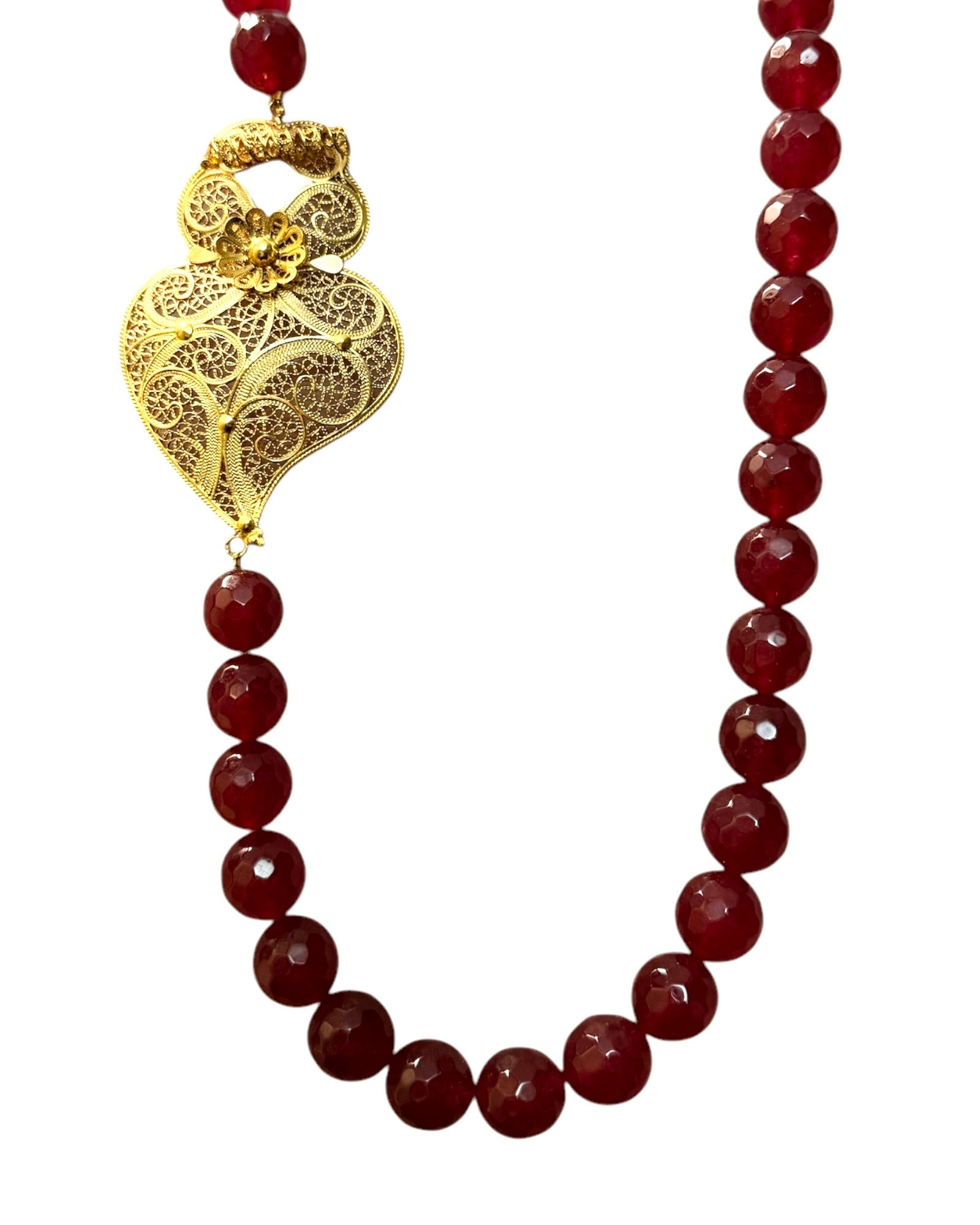 Viana Heart Necklace with Black Stones in Gold Plated Silver