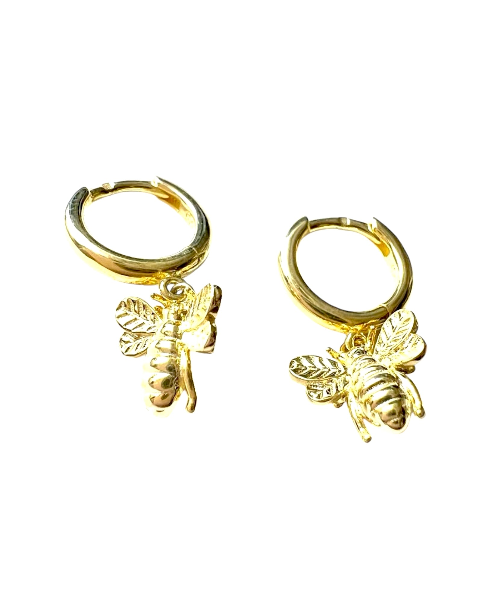 Gold Plated Silver Bee Hoops
