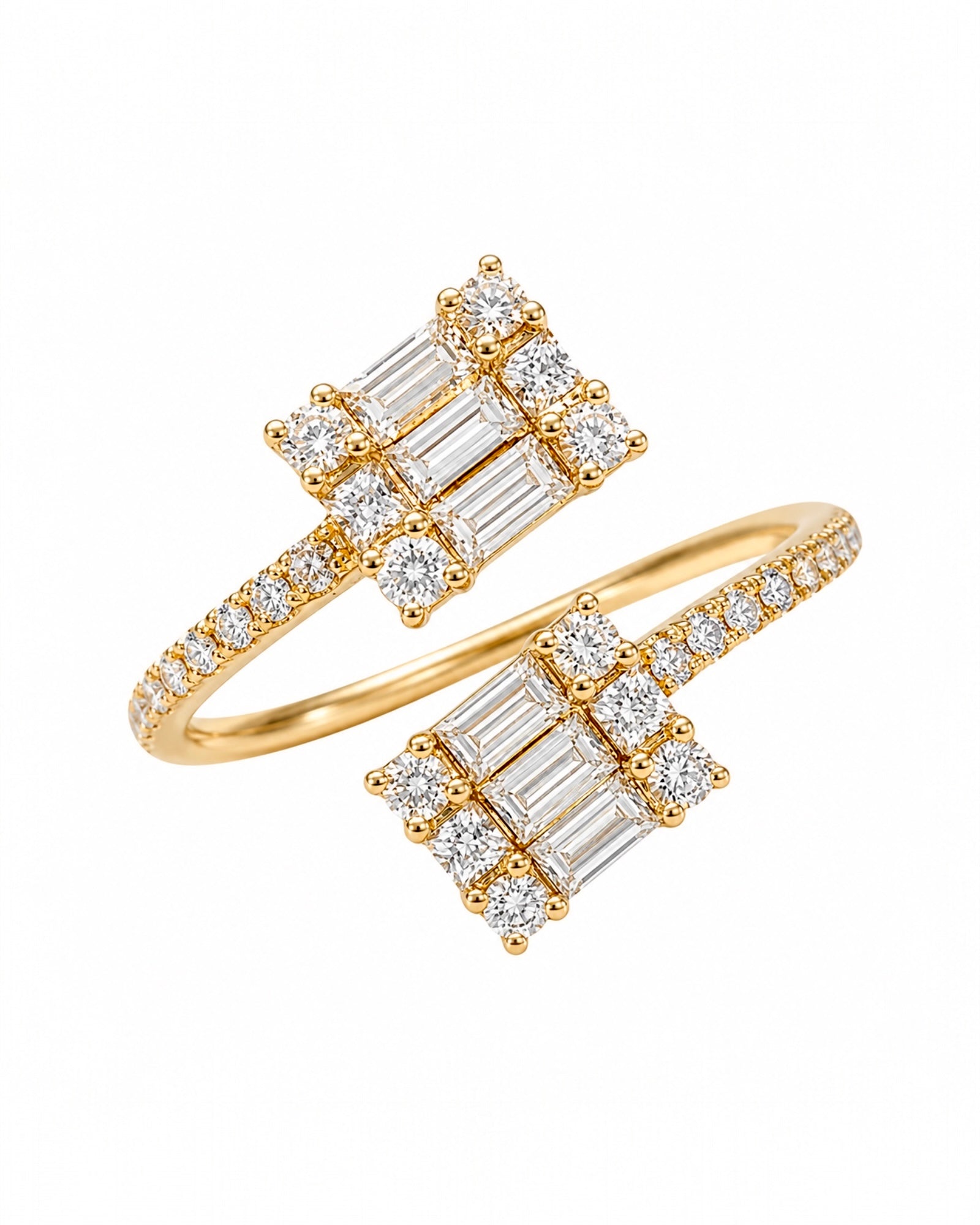 Gold-plated silver baguette ring