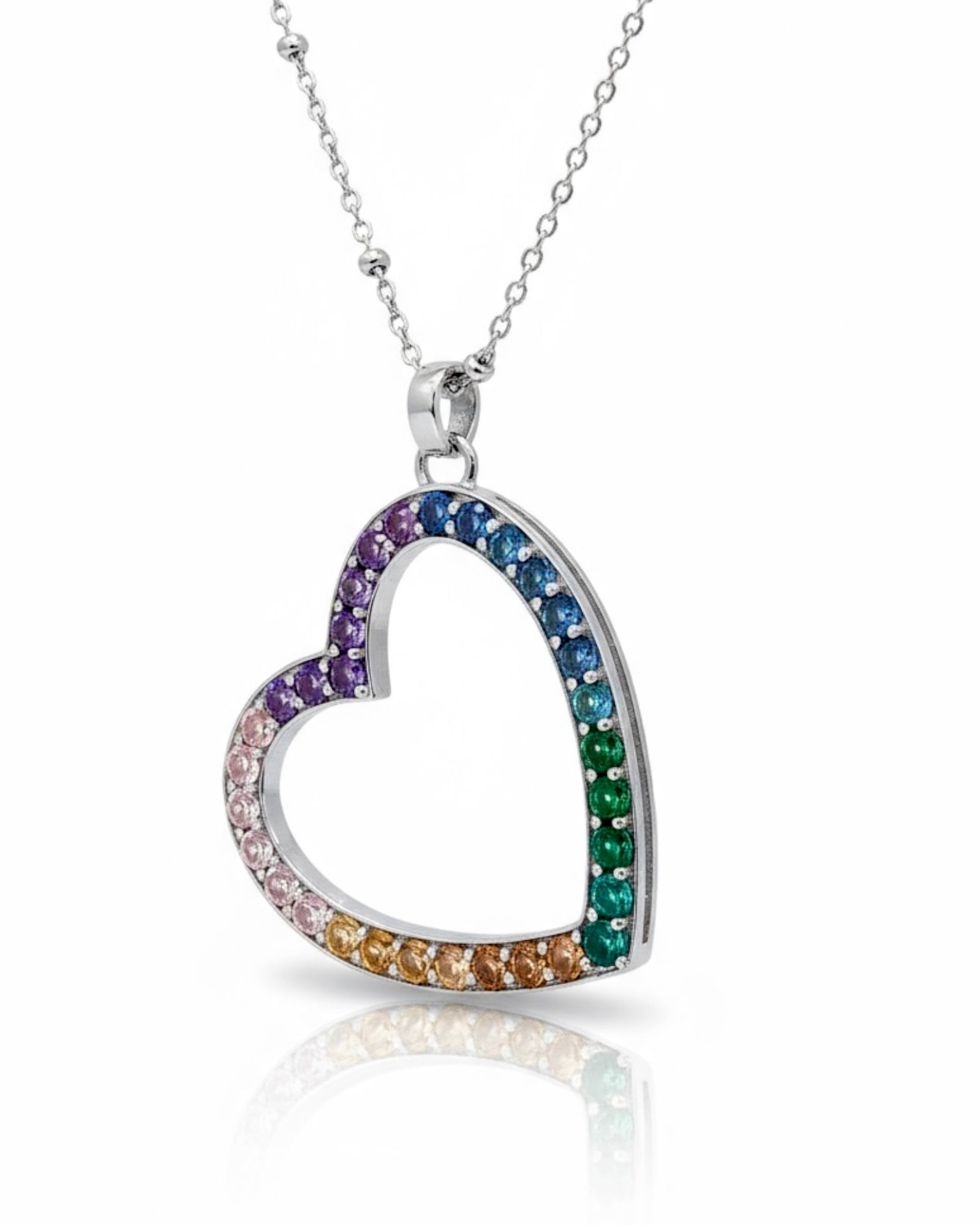 Colorful Heart Necklace in Silver