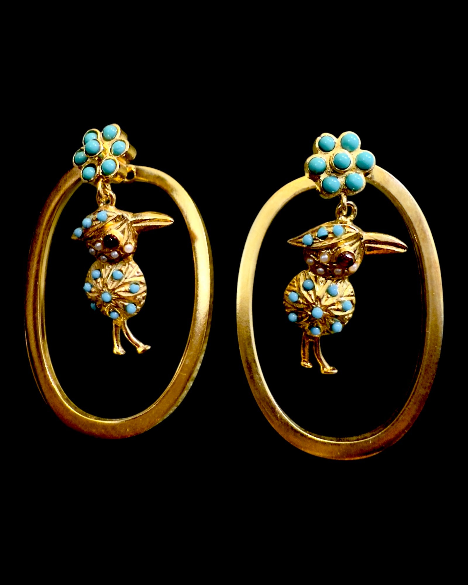 Baroque Flower Earrings in Gold Plated Silver
