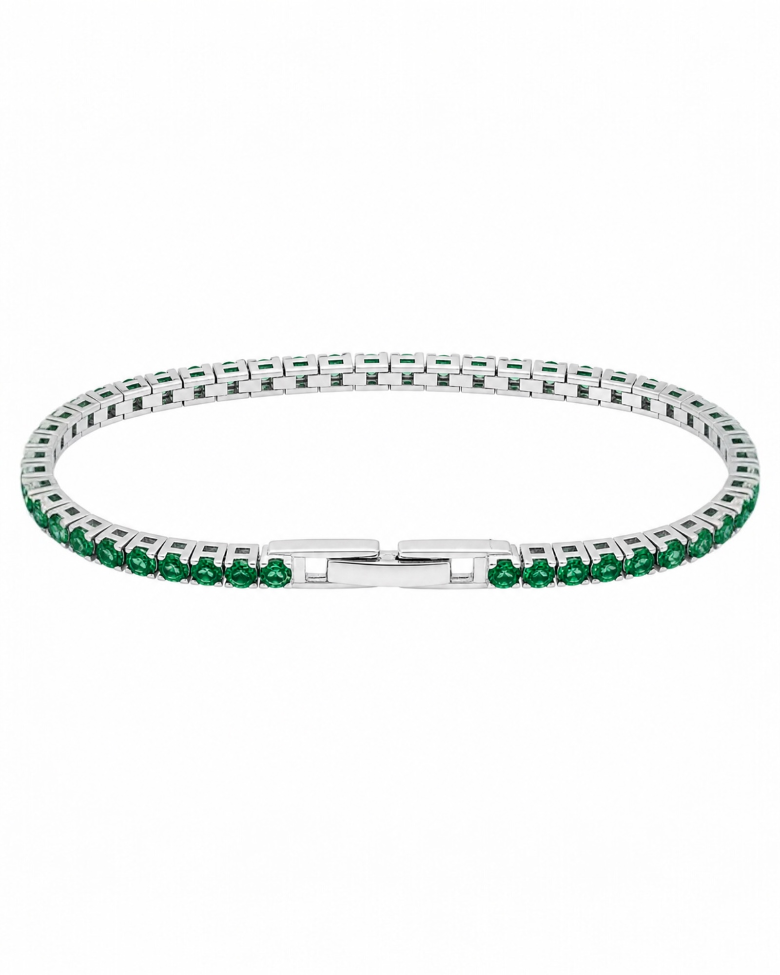 Pulseira Verde com Brilho em Prata