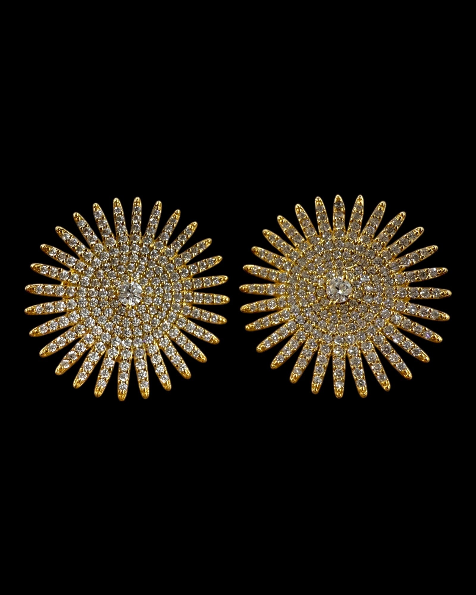 Brincos Sol em Prata Dourada