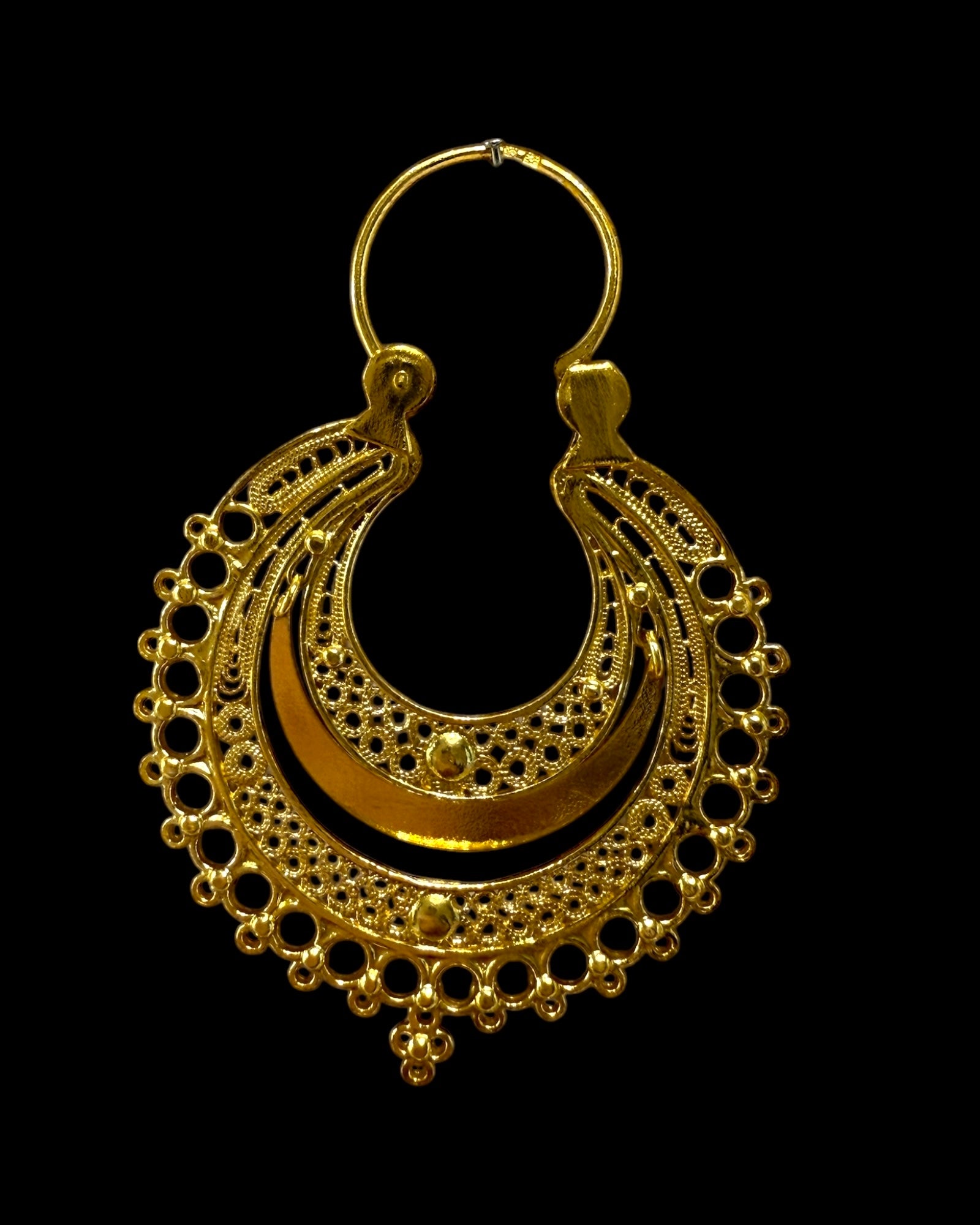 Viana Heart Earrings in Gold Plated Silver Filigree