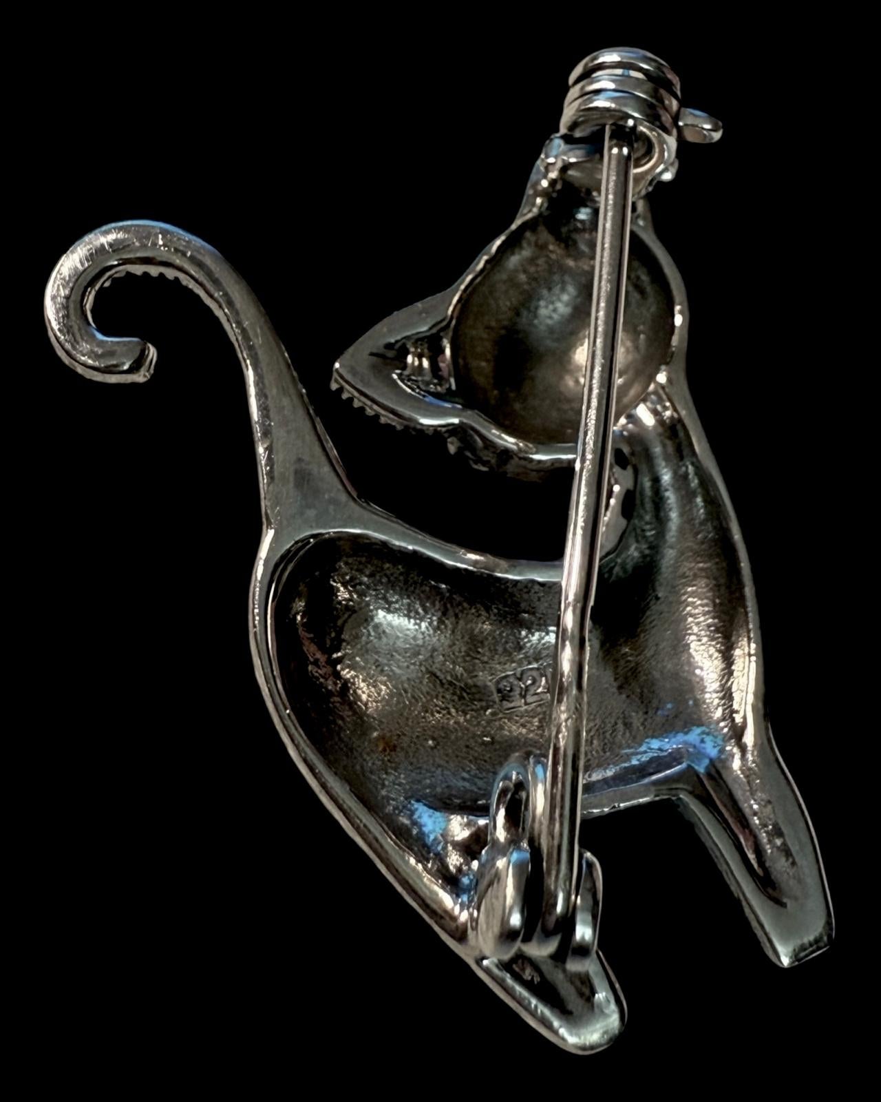 Alfinete Gato com Marcassites em Prata