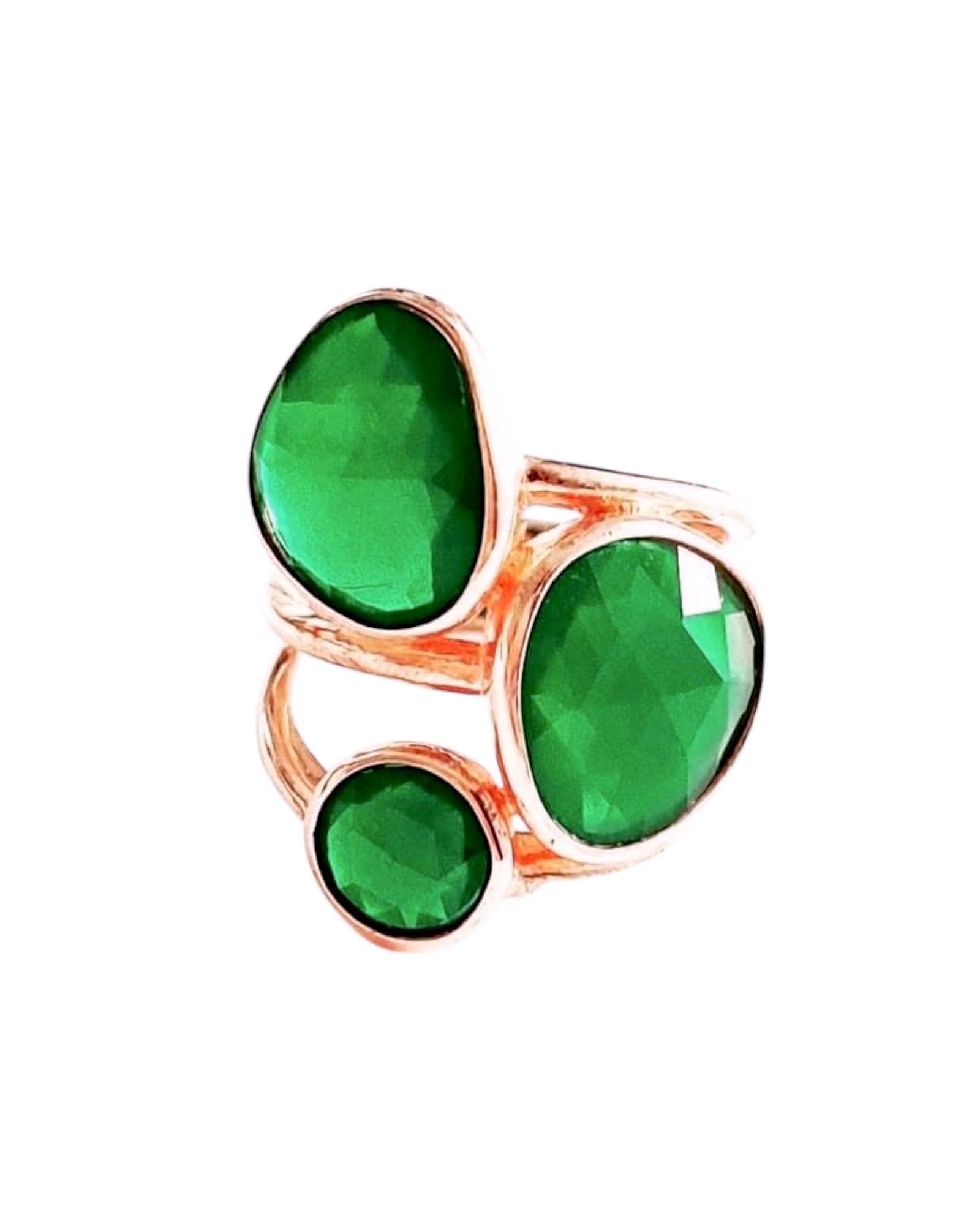 Green Ring in Rose Silver