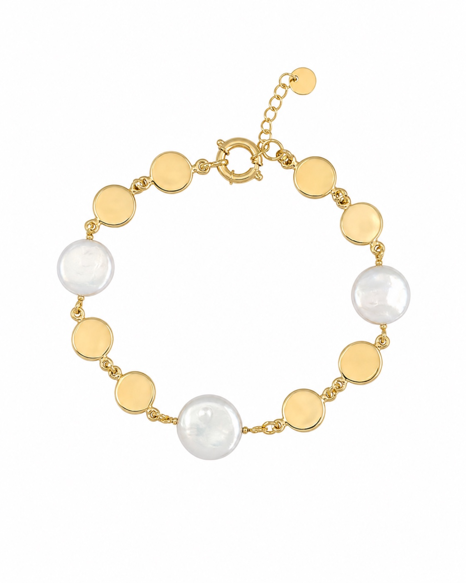 Pulseira com Pérolas e Prata Dourada