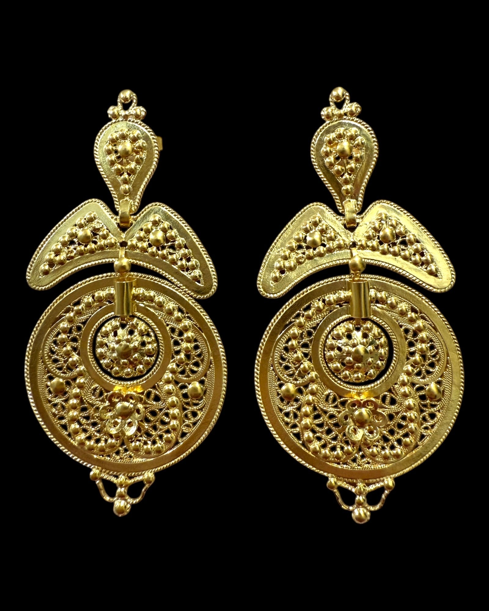 Filigree Princess Earrings in Gold Plated Silver