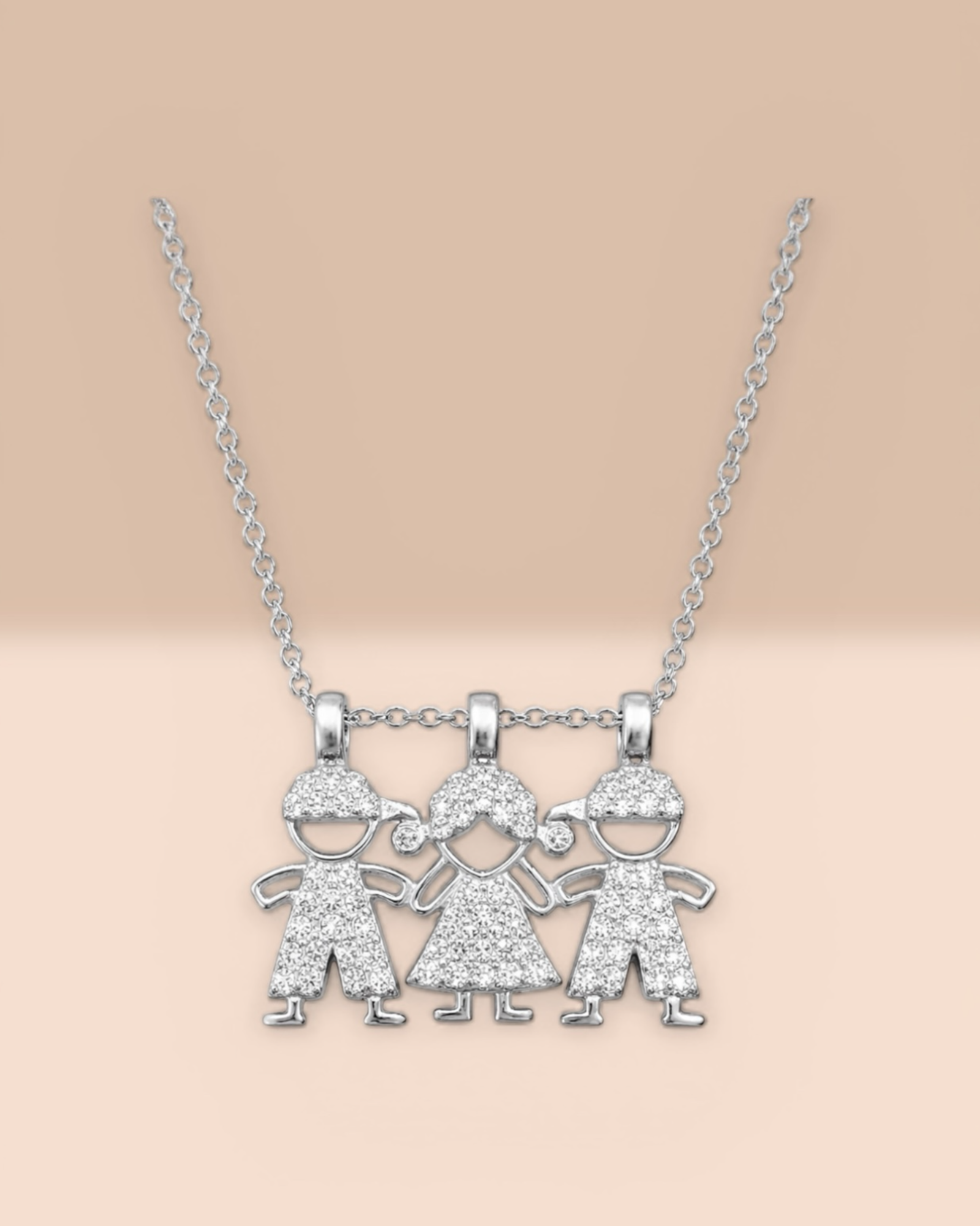 Colar dois meninos e uma menina em Prata