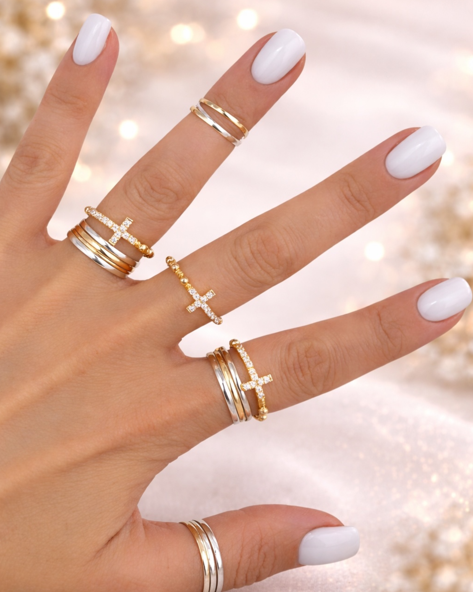 Gold-plated silver cross ring