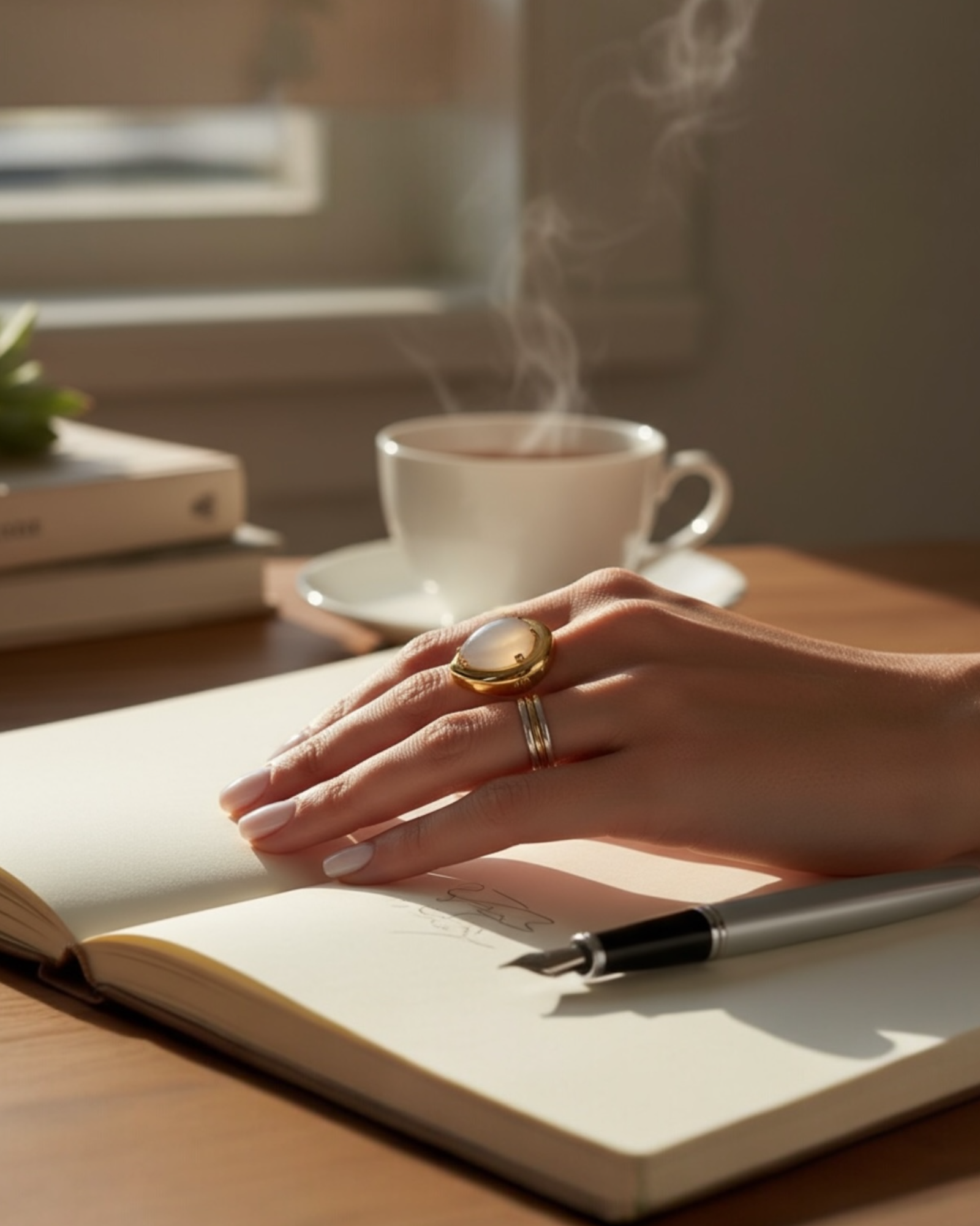 Anel Gota em Prata Dourada