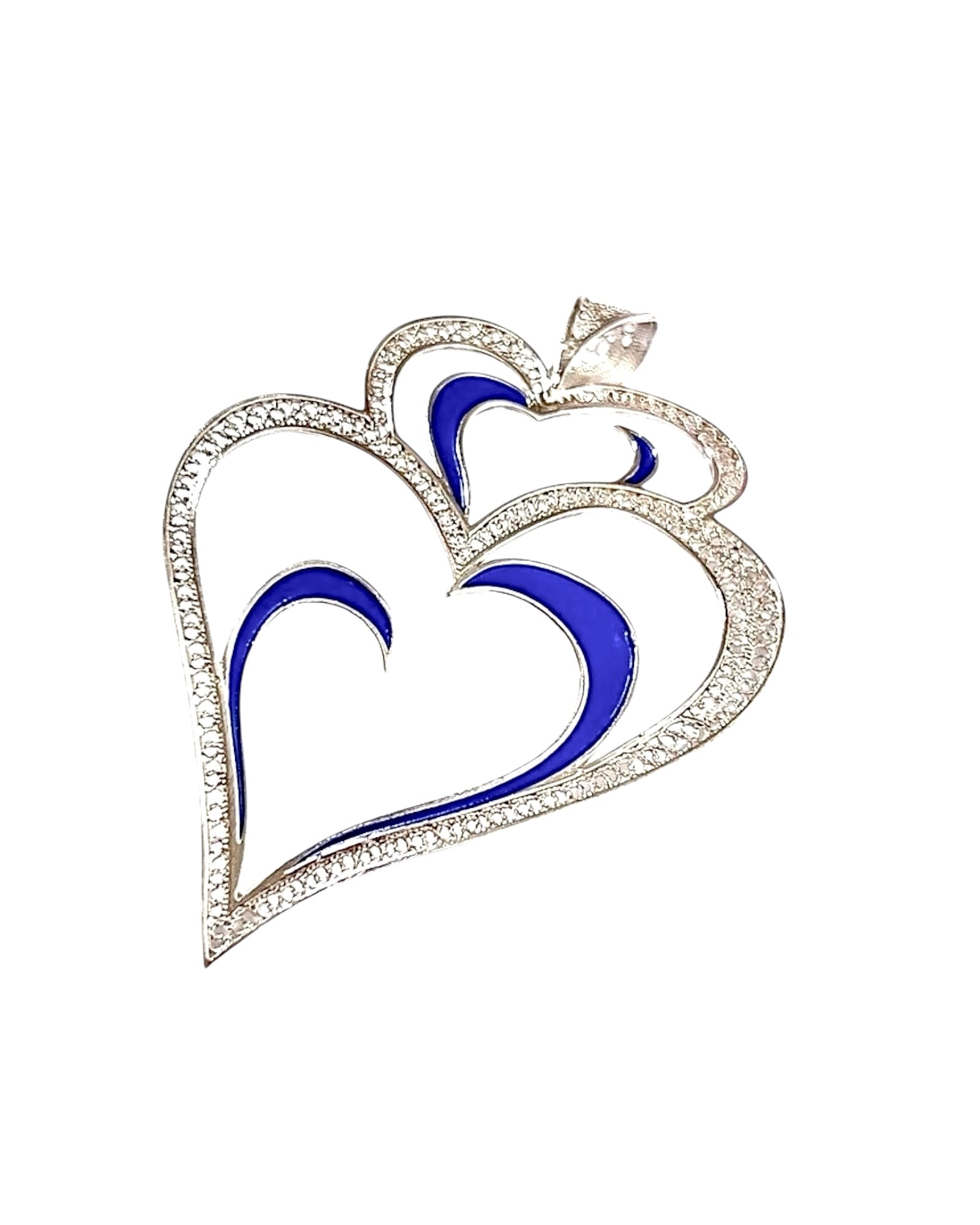 Viana Heart is Love Medal with Blue Enamel on Silver