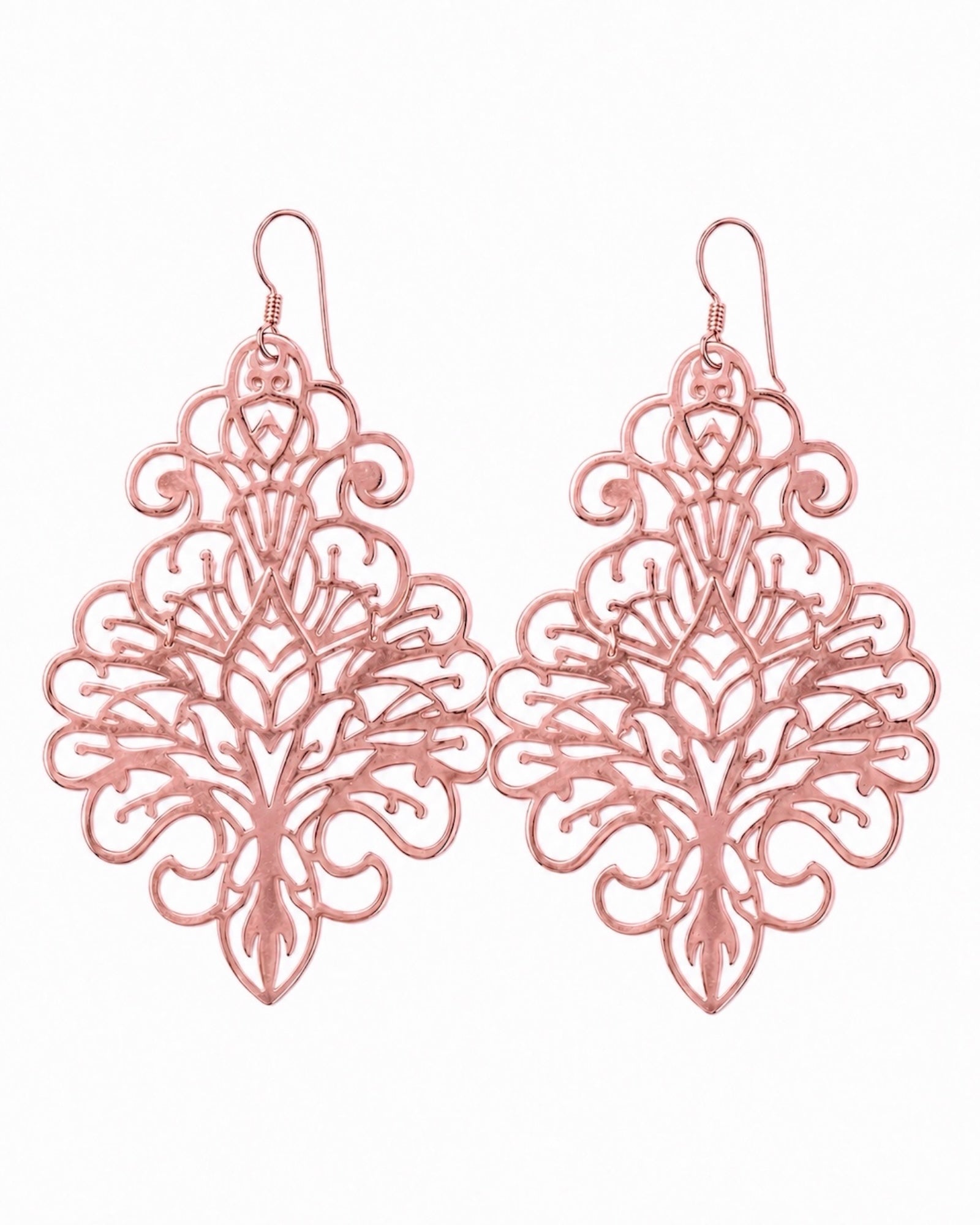 Hammered Earrings in Rose Silver