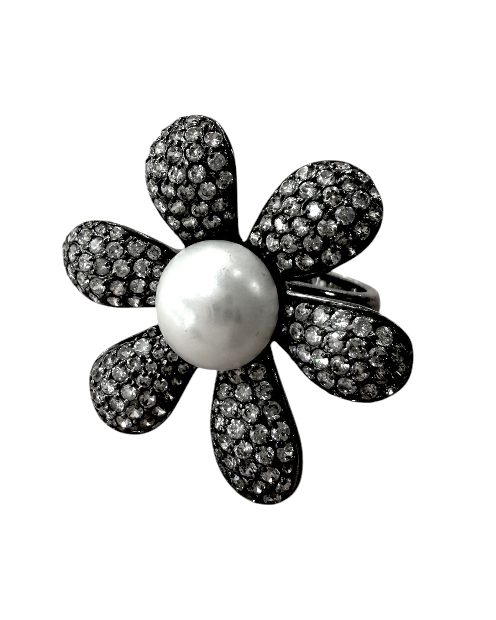 Anel Flor com pérola em Prata