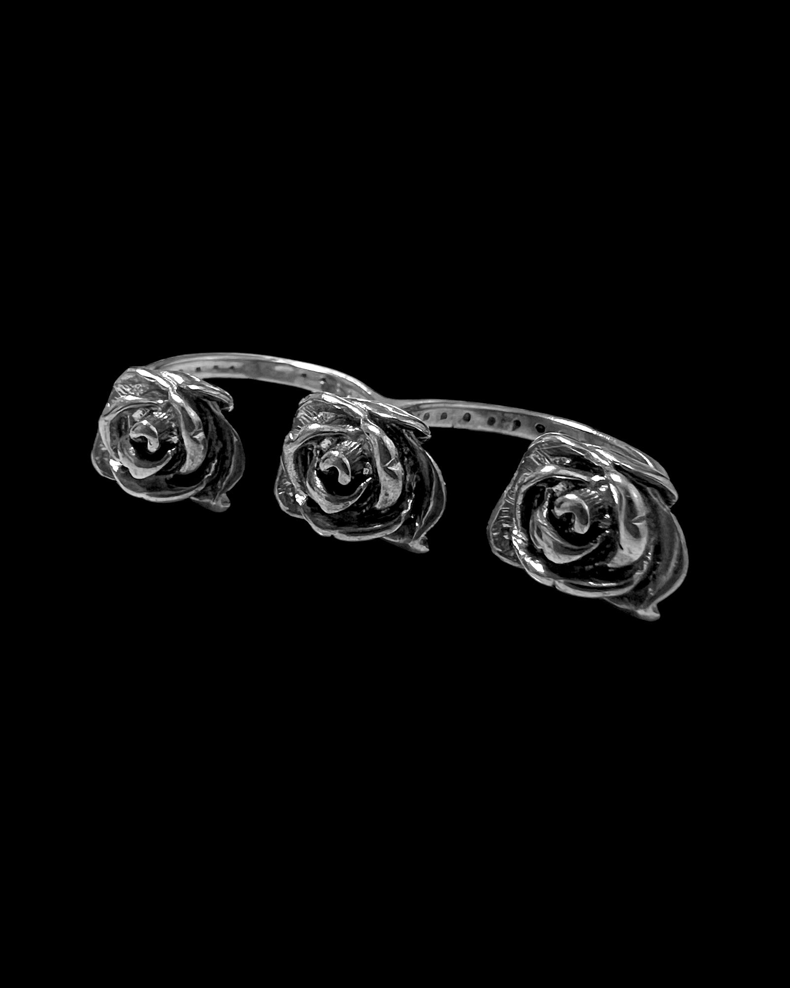 Double Silver Flower Ring