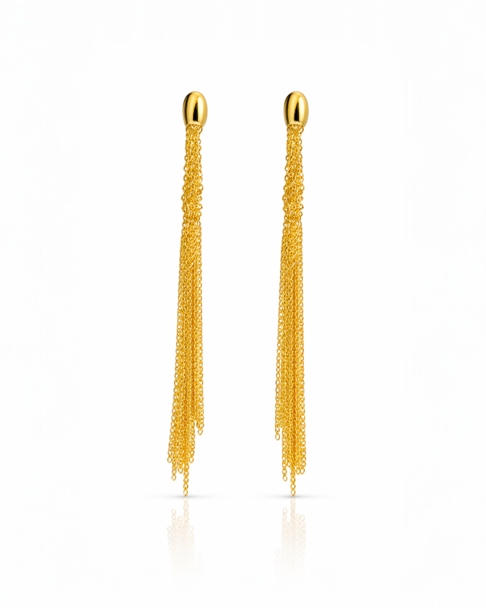 Brincos Compridos em Prata Dourada