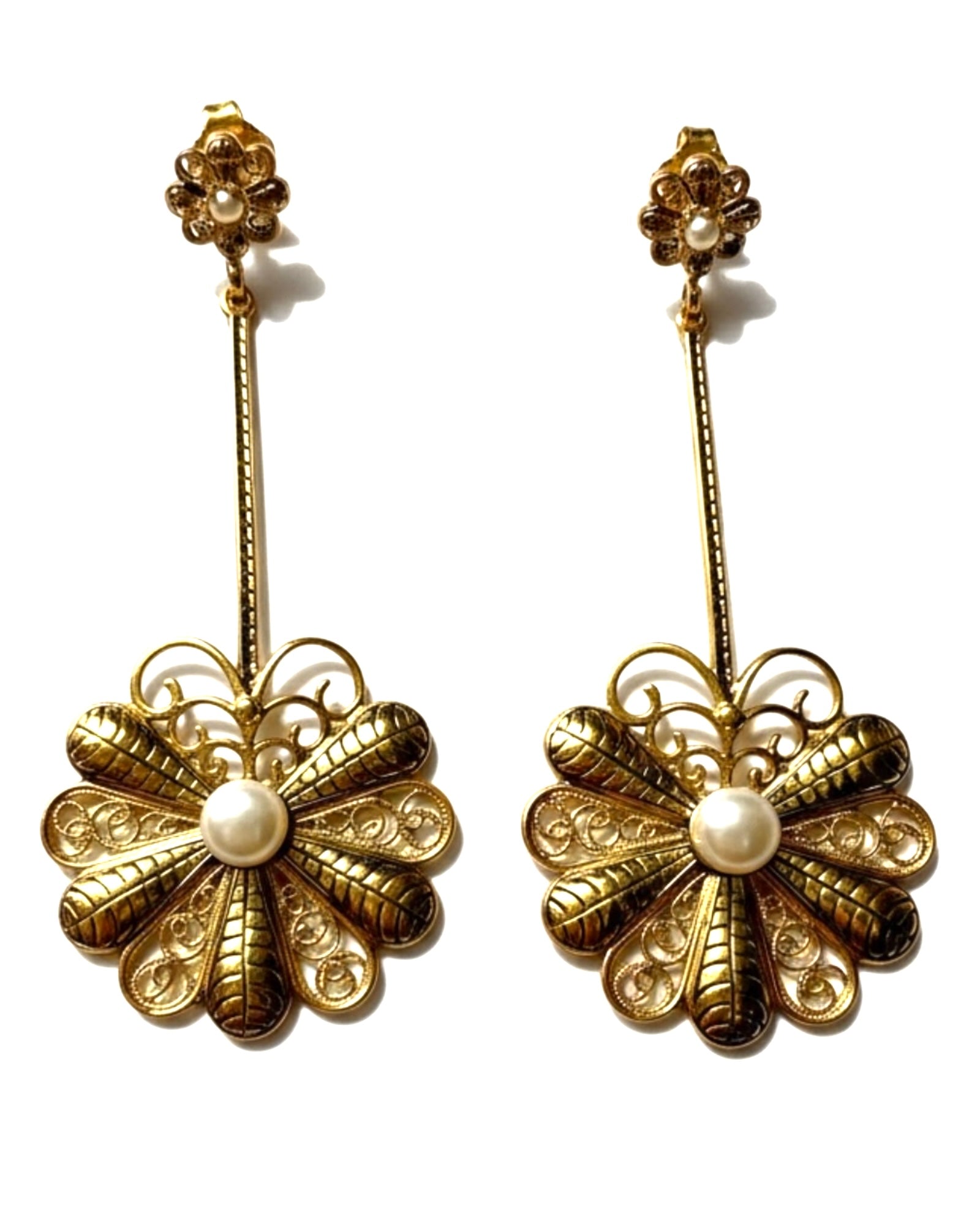 Filigree Flower Earrings in Gold-Plated Silver