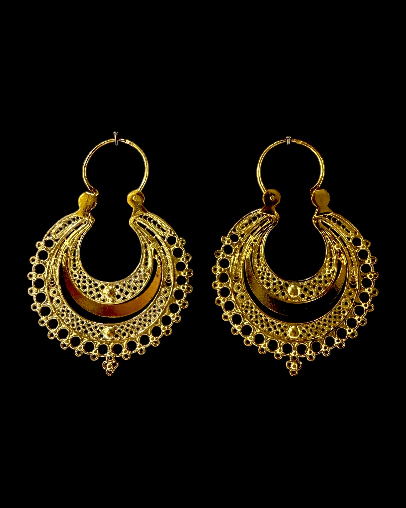 Viana Heart Earrings in Gold Plated Silver Filigree