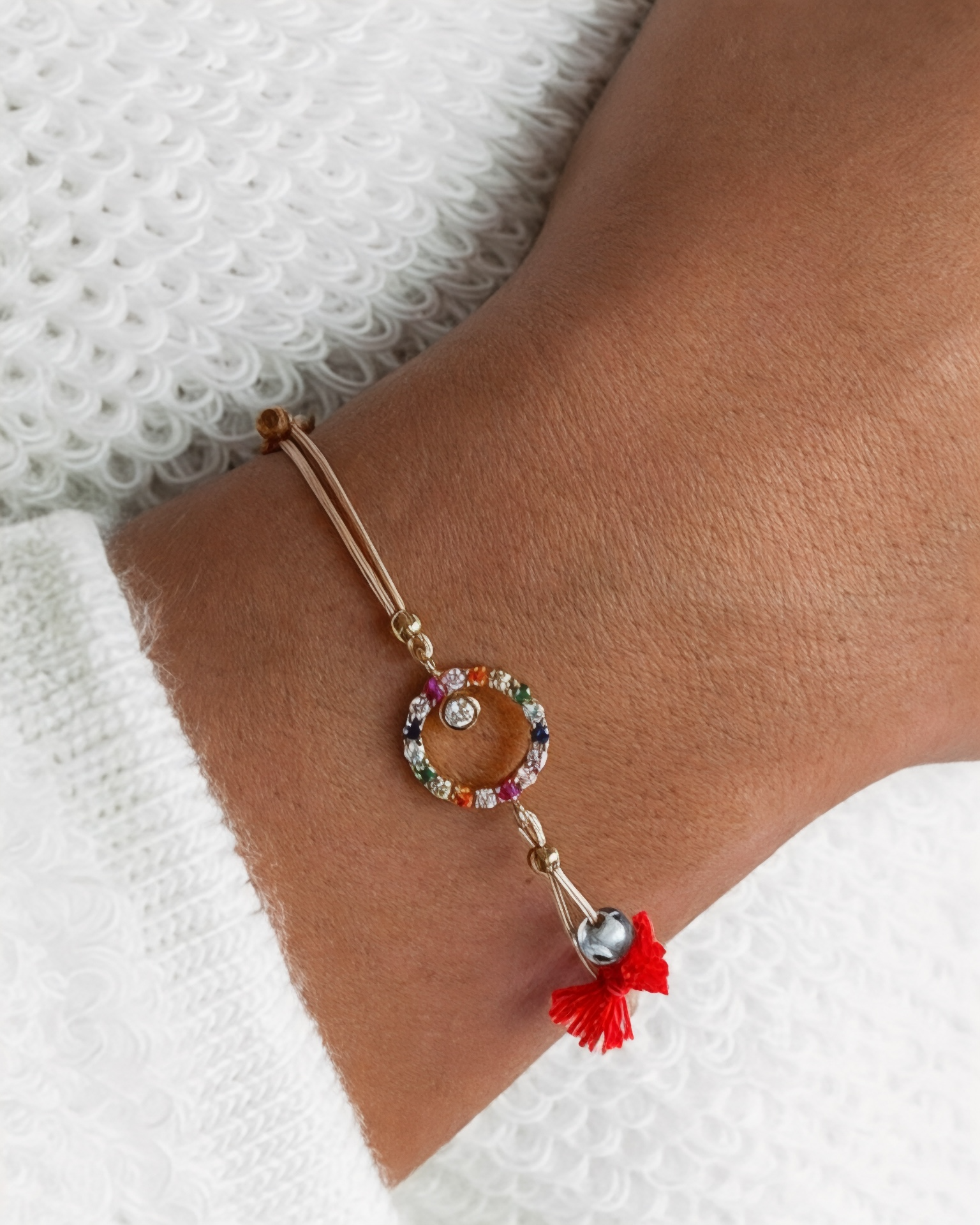 Rainbow Silk Bracelet in Gold-Plated Silver