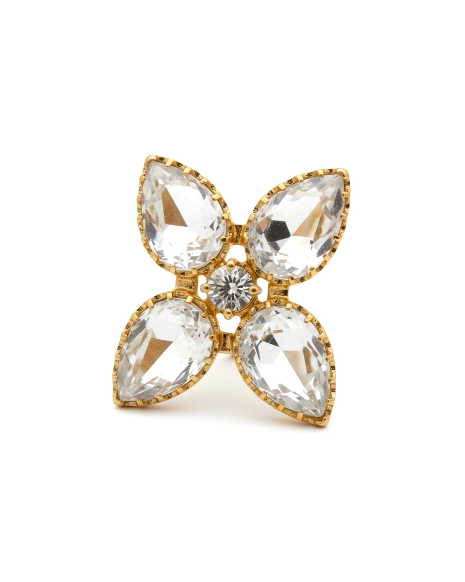 Sparkling Flower Ring in Gold-Plated Silver