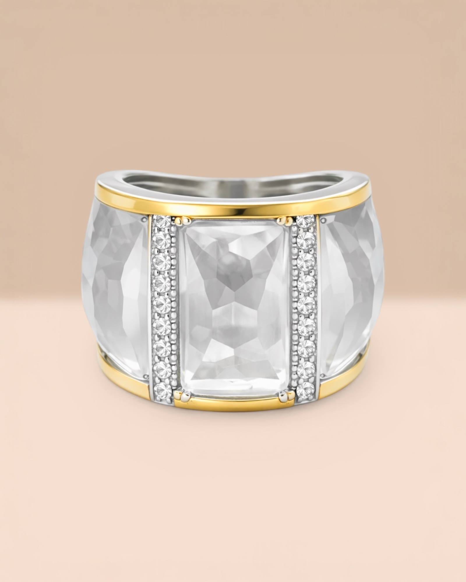 Ring with Mother-of-Pearl in Silver and Gold