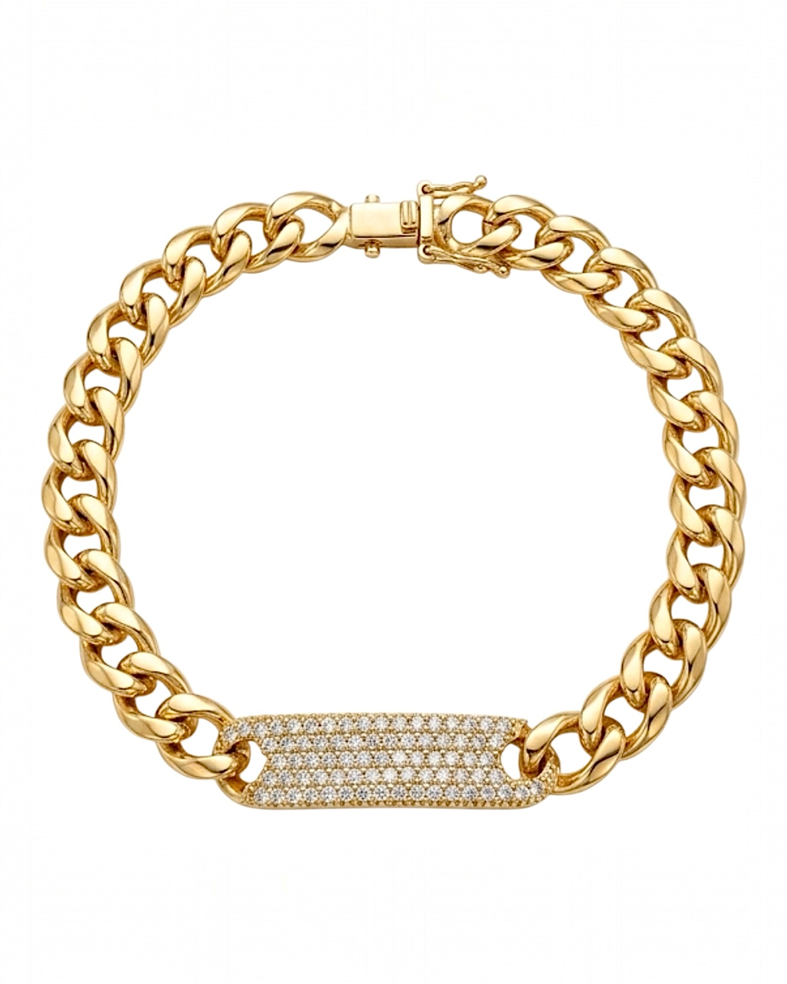 Pulseira Centro Brilhante em Prata Dourada