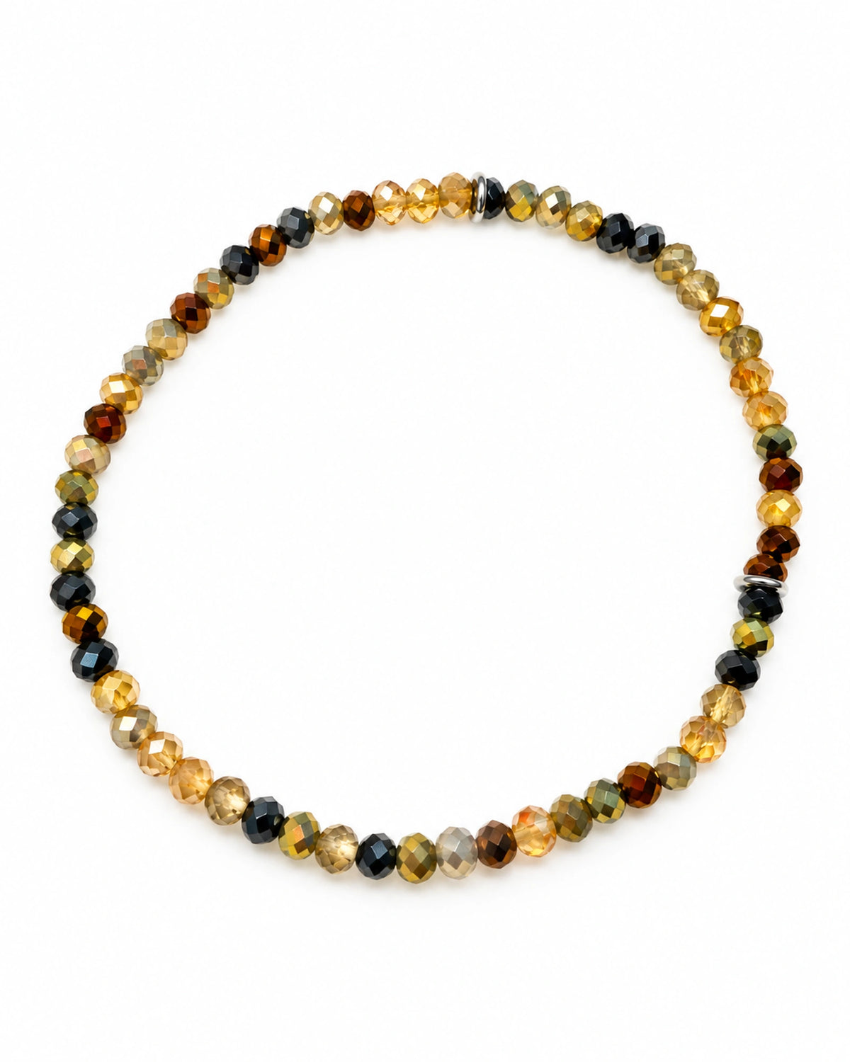 2 - Pulseira Pedras Tons Bronze com Prata