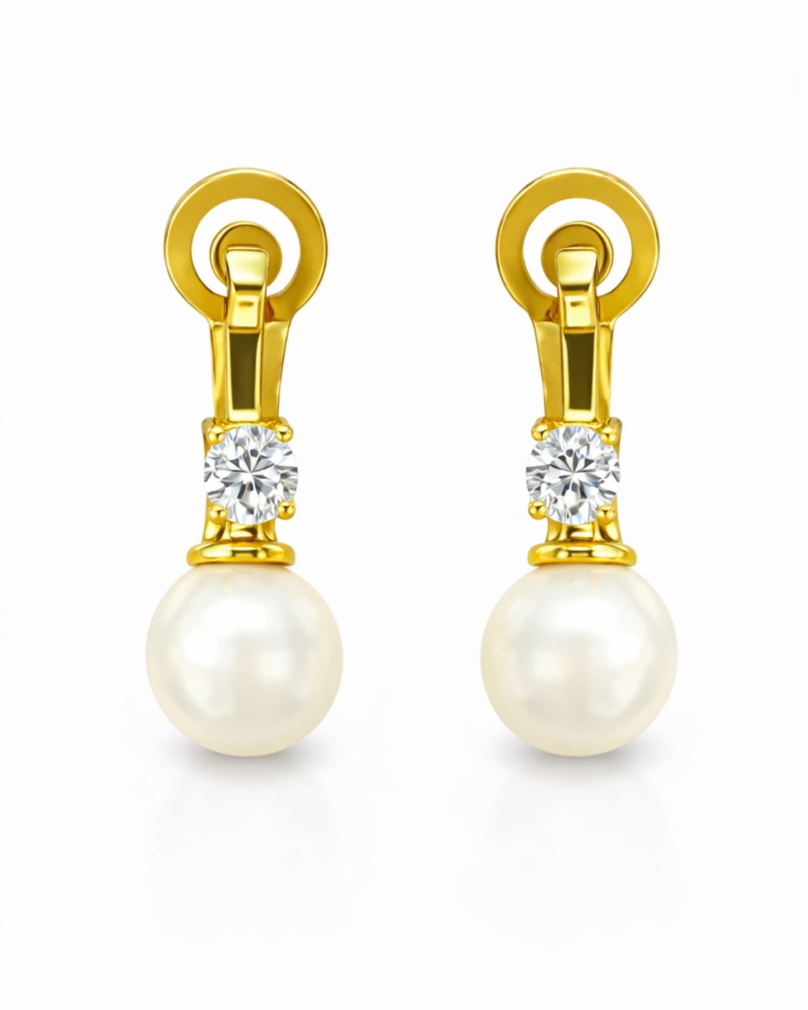 White Flower Earrings in Gold-Plated Silver