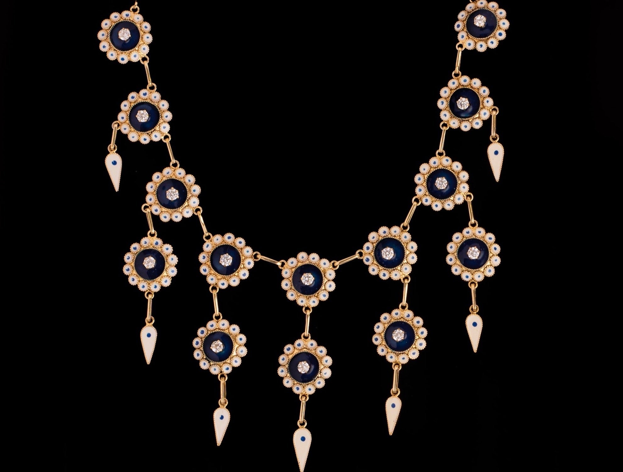 Blue Enamel Necklace in Gold Plated Silver
