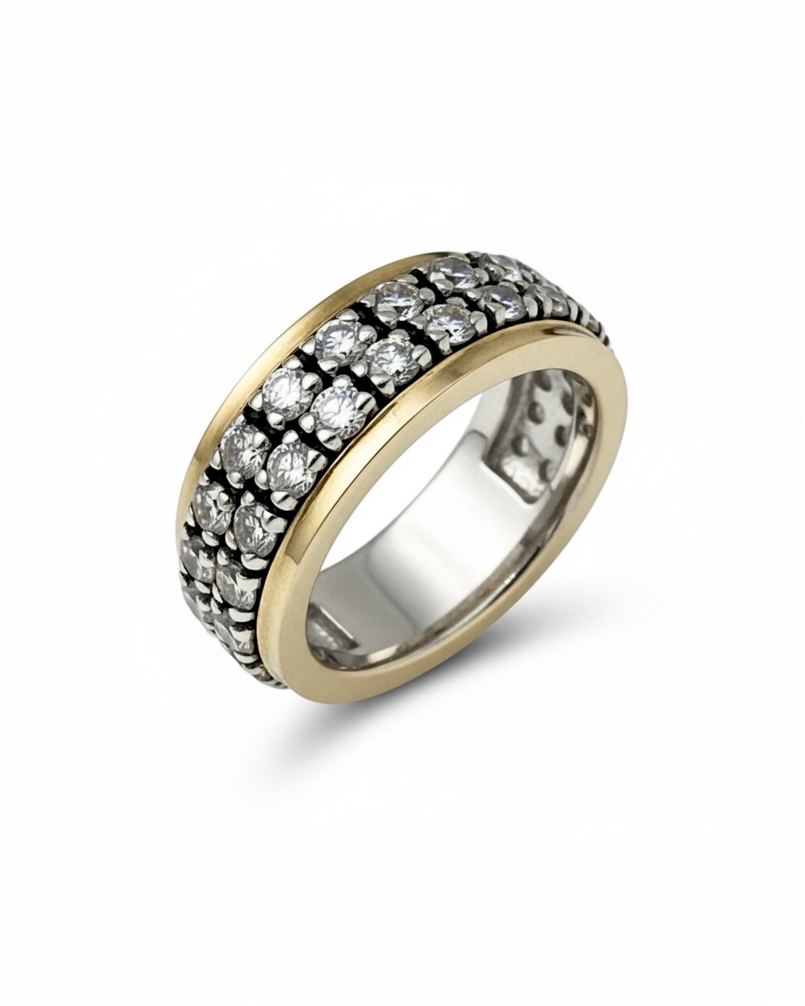 Anti-Stress Ring Two Rows in Silver and Gold