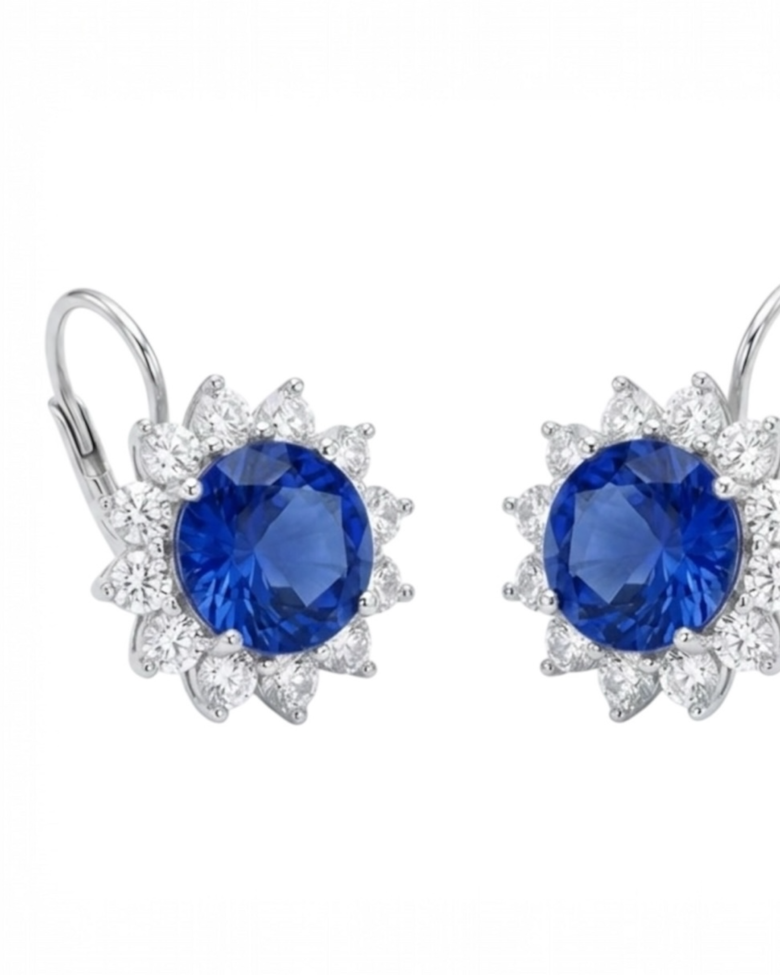 Brincos Cor Azul em Prata