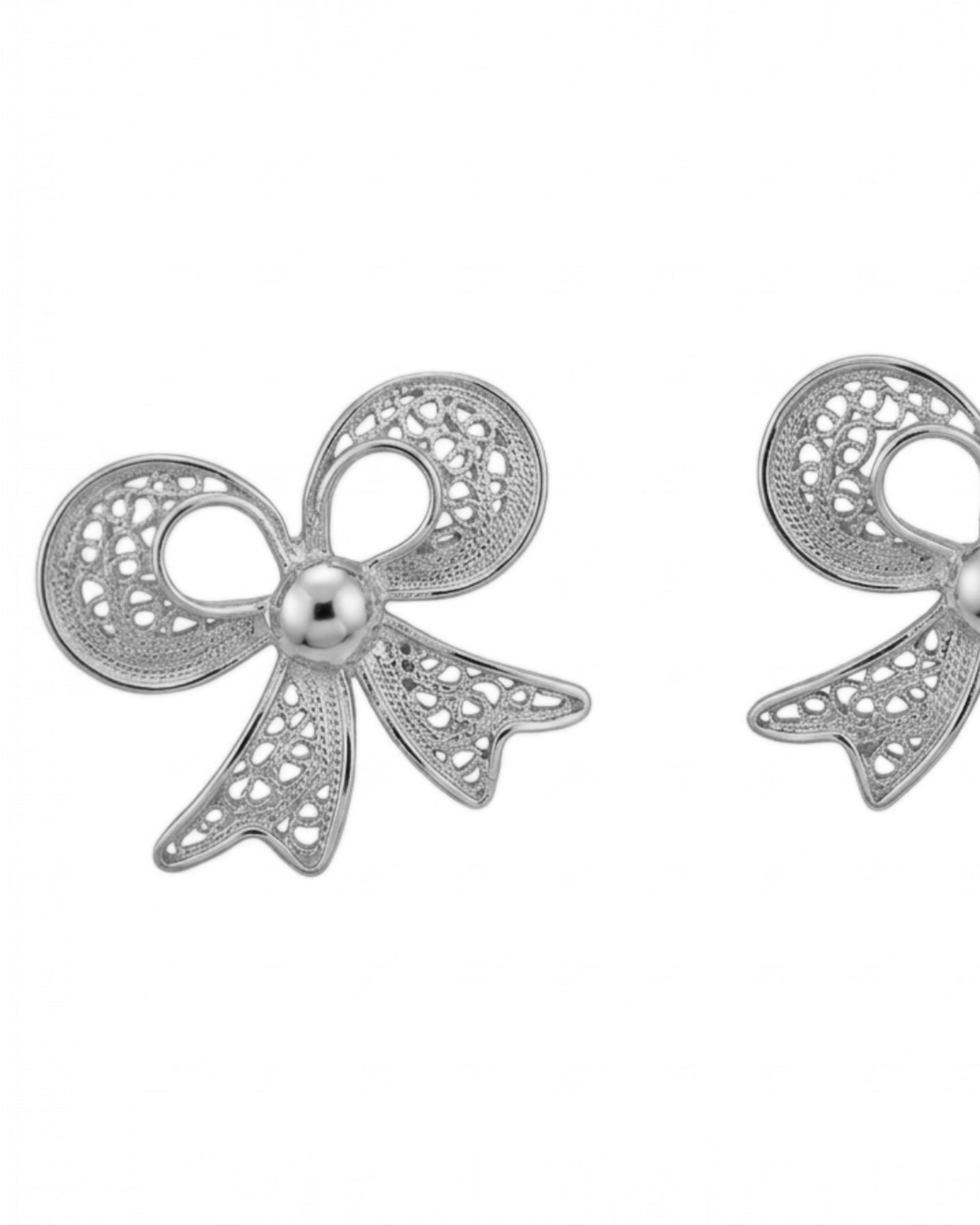 Filigree Bow Earrings in Silver