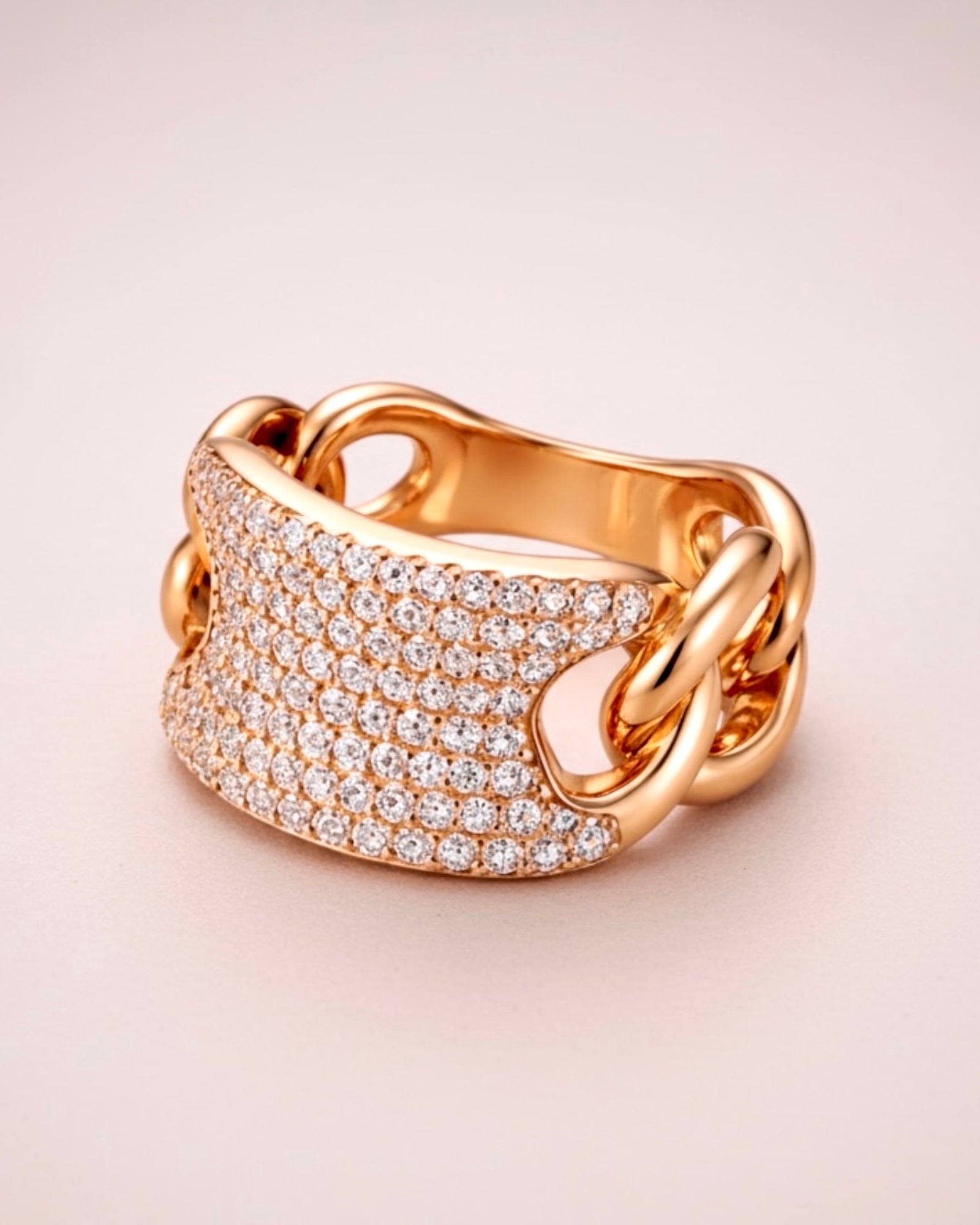 Pink Silver Chain Ring