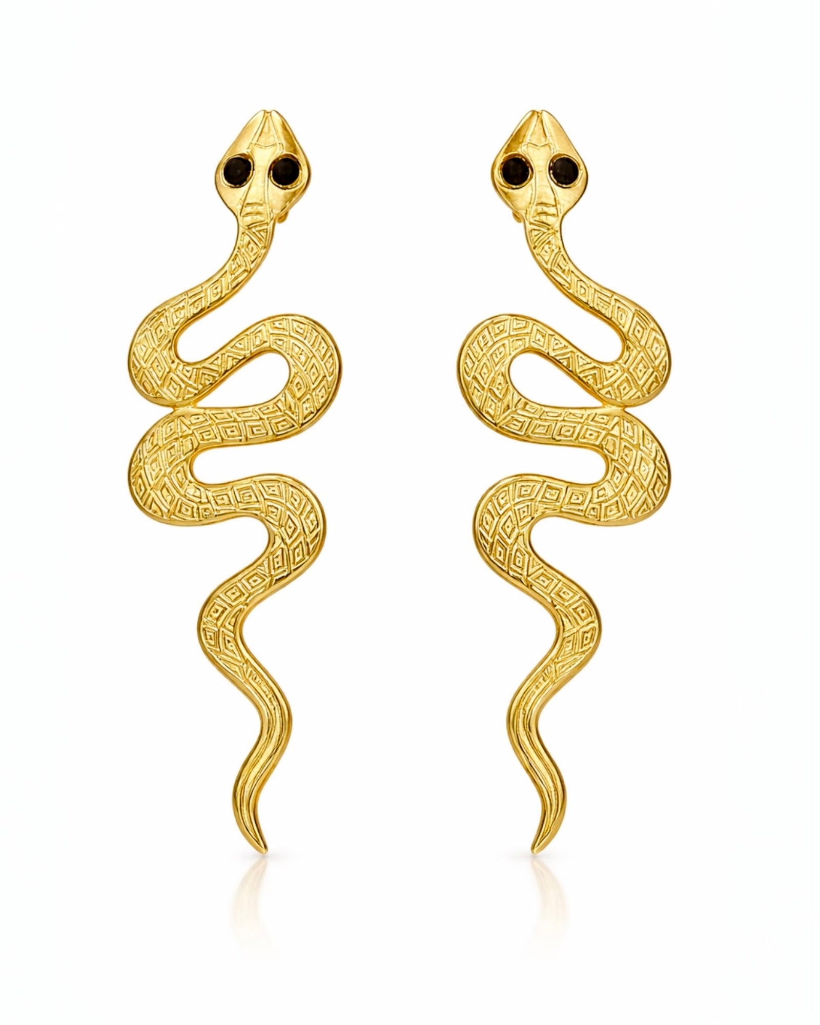 Brincos Cobras em prata dourada