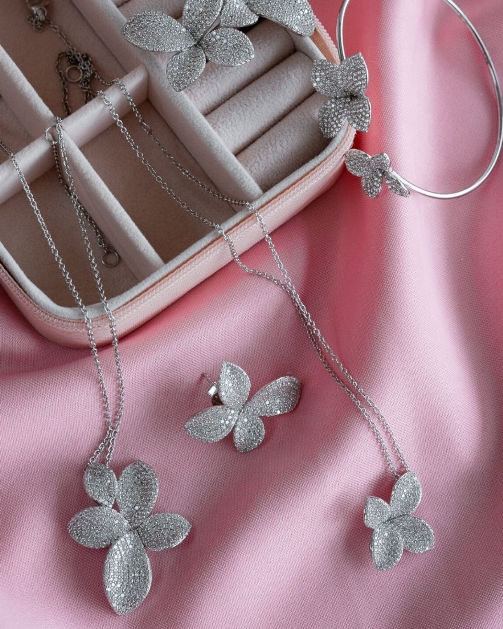 Silver Petal Earrings