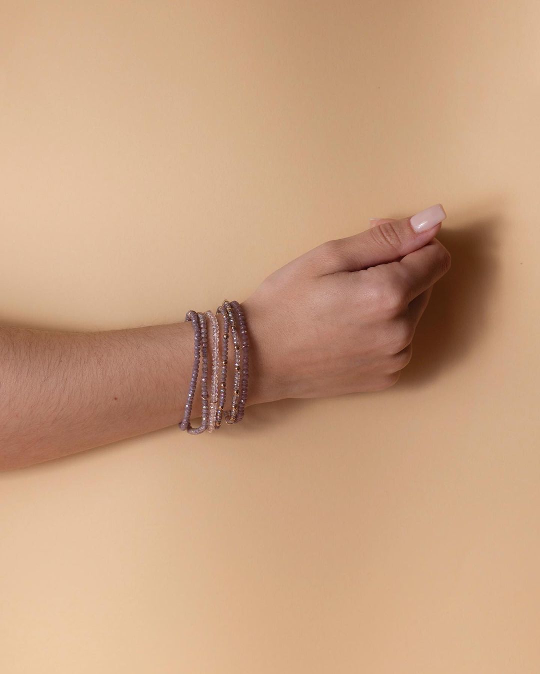 Pulseira Lilás com Prata Rosa